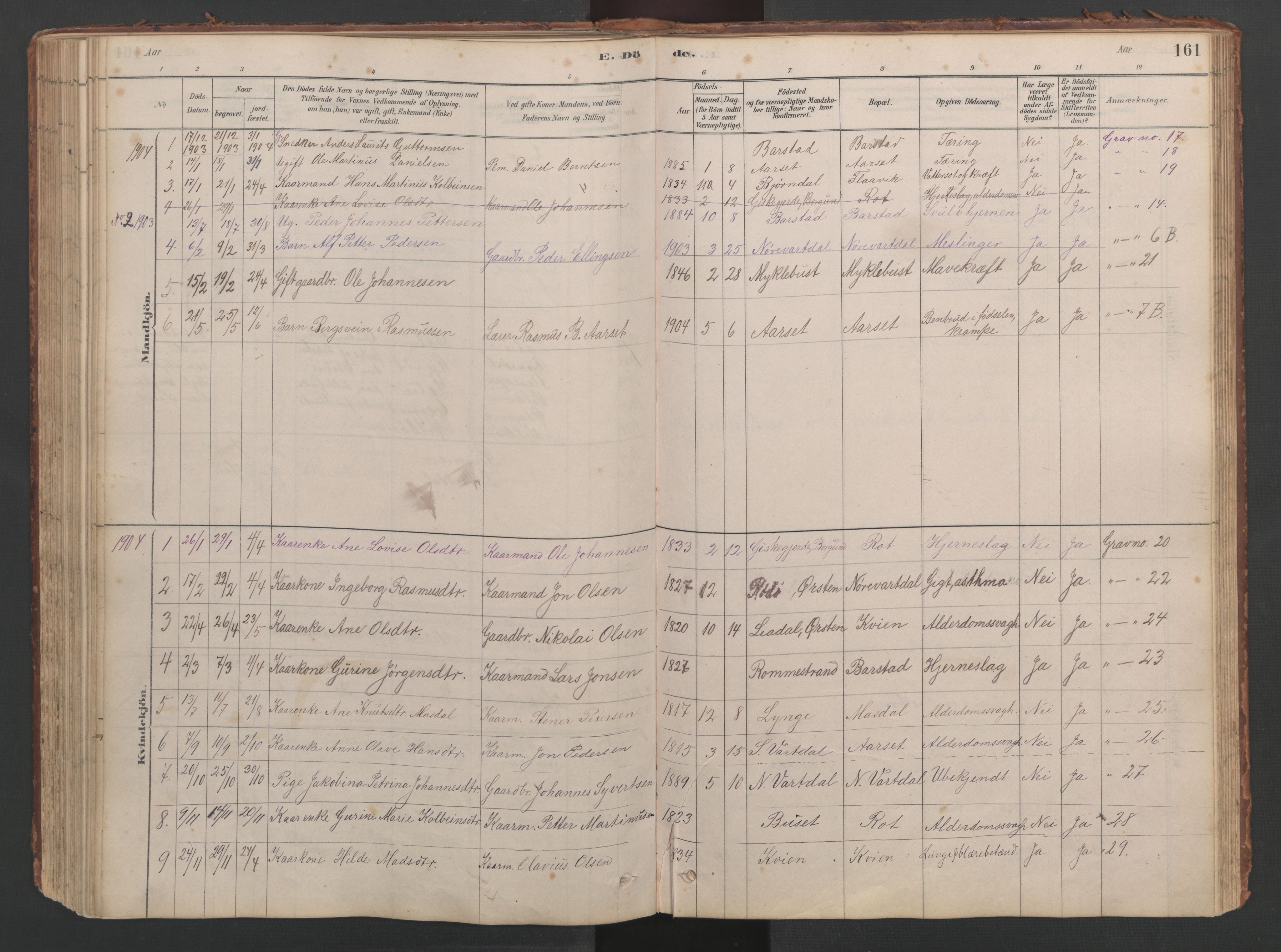 Ministerialprotokoller, klokkerbøker og fødselsregistre - Møre og Romsdal, SAT/A-1454/514/L0201: Parish register (copy) no. 514C01, 1878-1919, p. 161