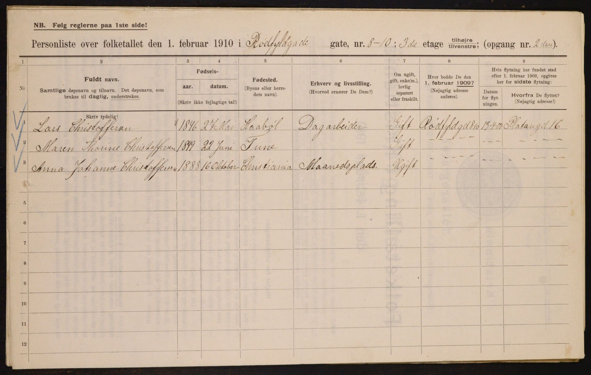 OBA, Municipal Census 1910 for Kristiania, 1910, p. 82165