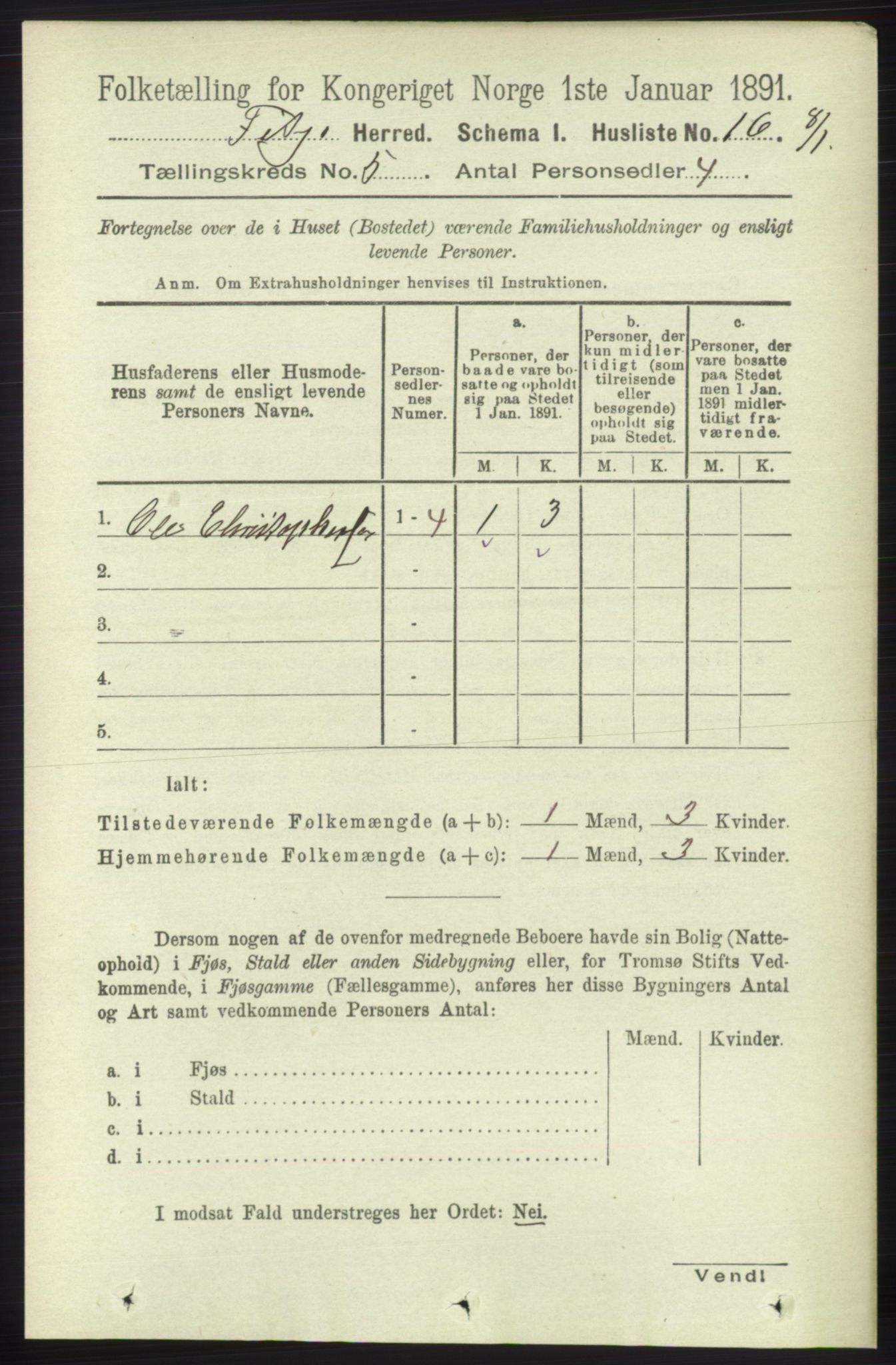 RA, 1891 census for 1222 Fitjar, 1891, p. 1692