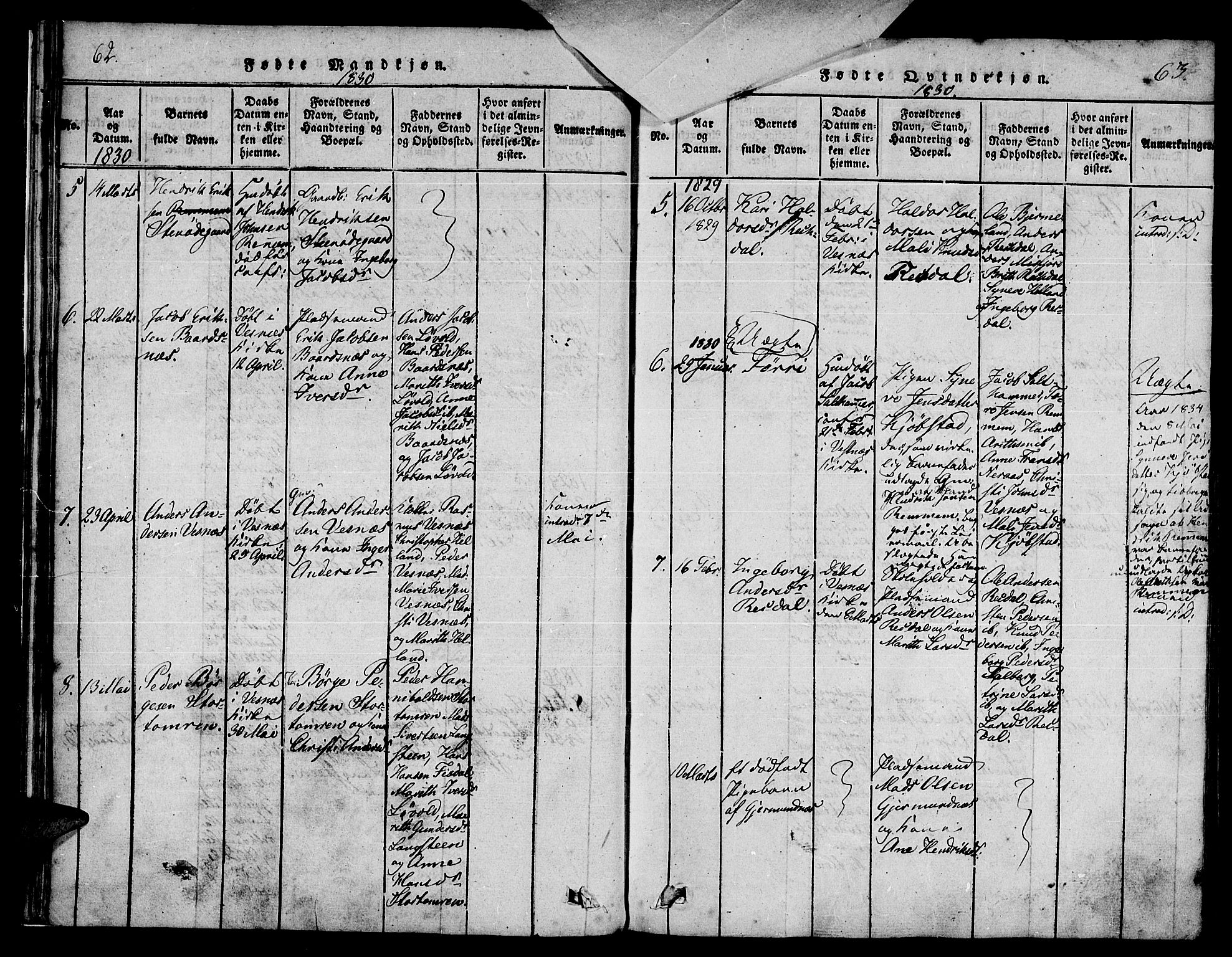 Ministerialprotokoller, klokkerbøker og fødselsregistre - Møre og Romsdal, AV/SAT-A-1454/539/L0528: Parish register (official) no. 539A01, 1818-1847, p. 62-63