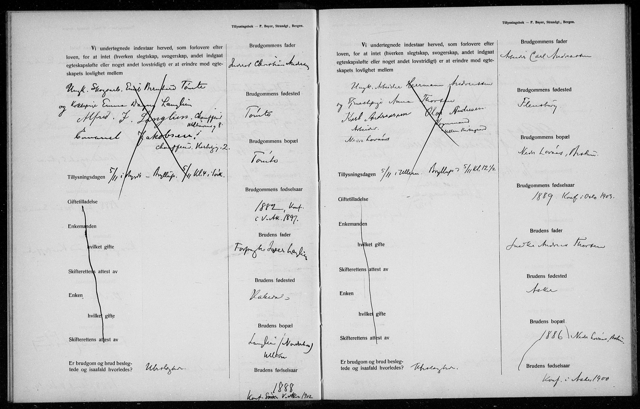 Ullern prestekontor Kirkebøker, AV/SAO-A-10740/H/L0001: Banns register no. 1, 1911-1916