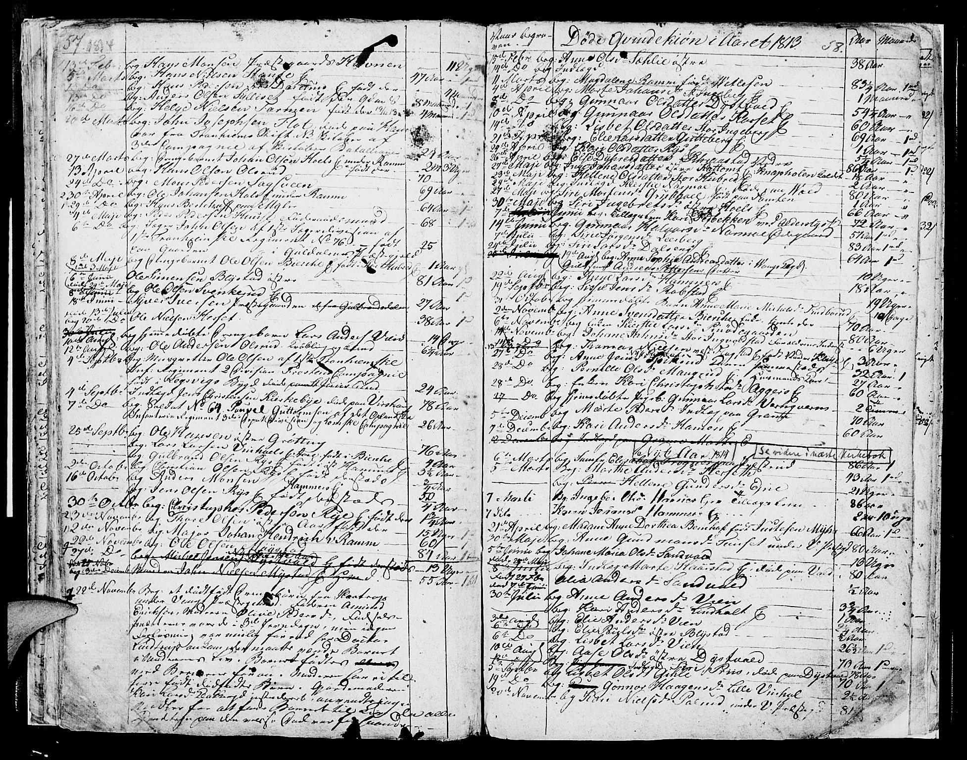 Vang prestekontor, Hedmark, SAH/PREST-008/H/Ha/Hab/L0003: Parish register (copy) no. 3, 1808-1819, p. 57-58