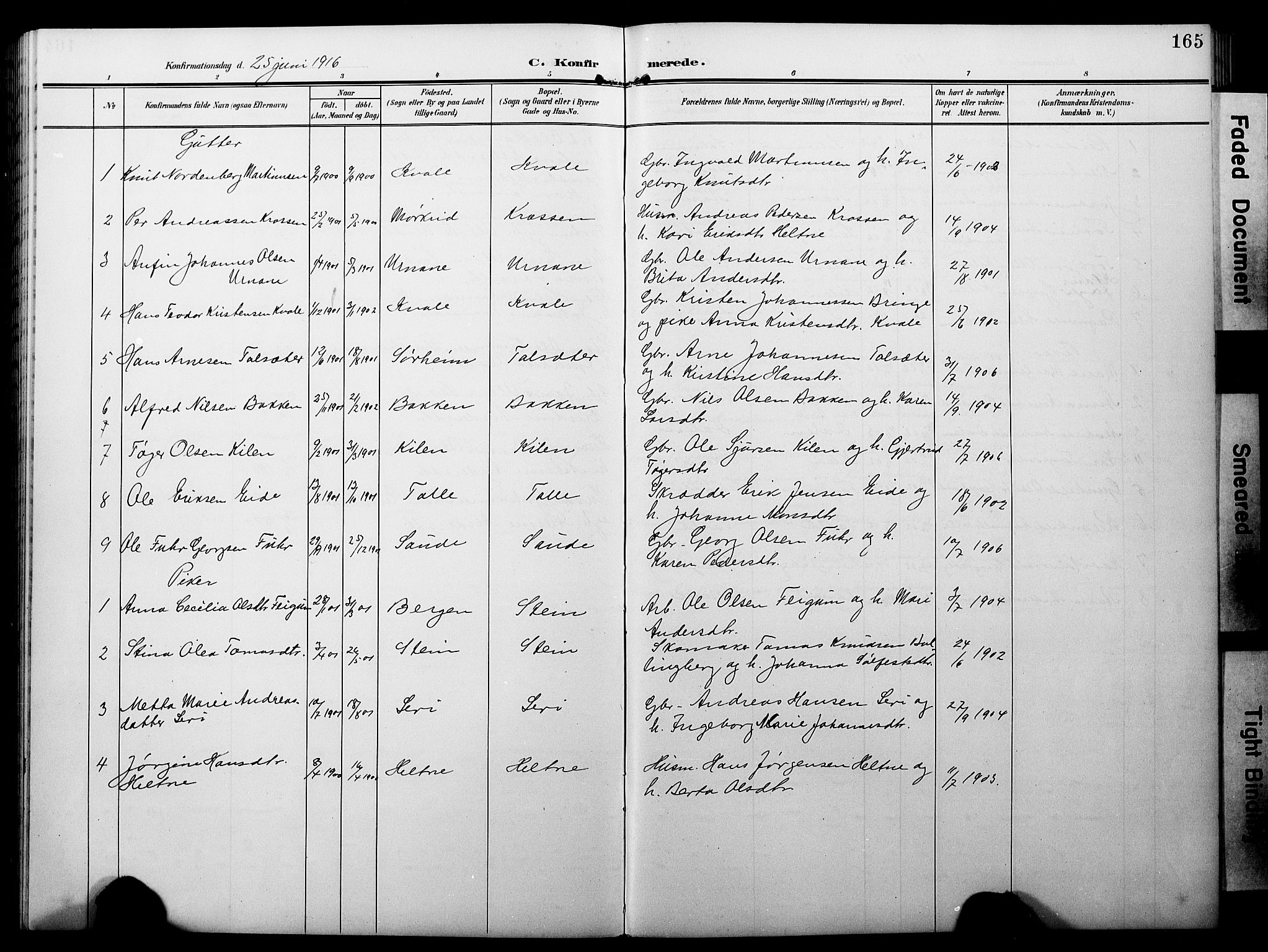 Luster sokneprestembete, AV/SAB-A-81101/H/Hab/Haba/L0001: Parish register (copy) no. A 1, 1903-1930, p. 165