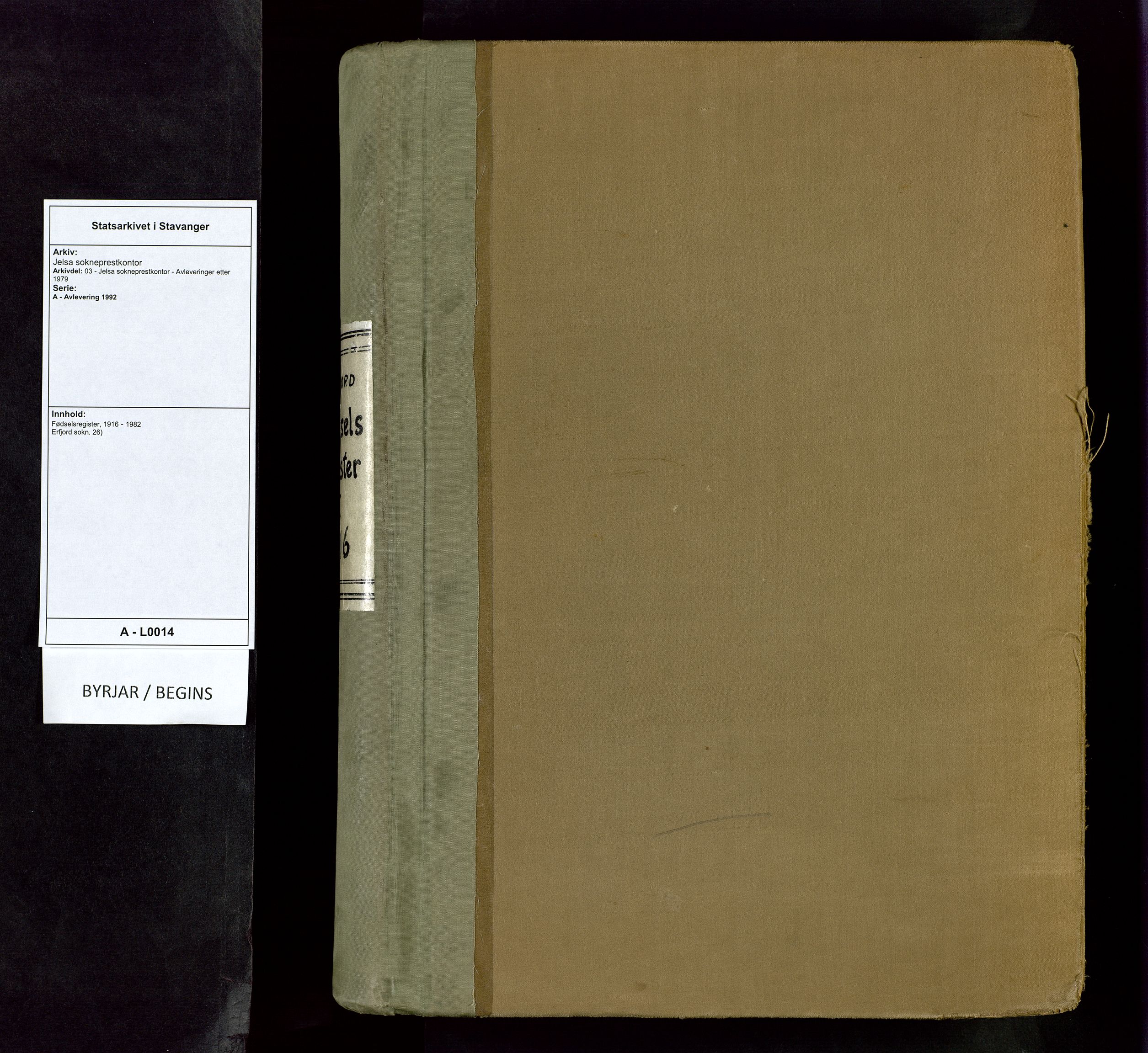 Jelsa sokneprestkontor, SAST/A-101842/02/I: Birth register no. 14, 1916-1982