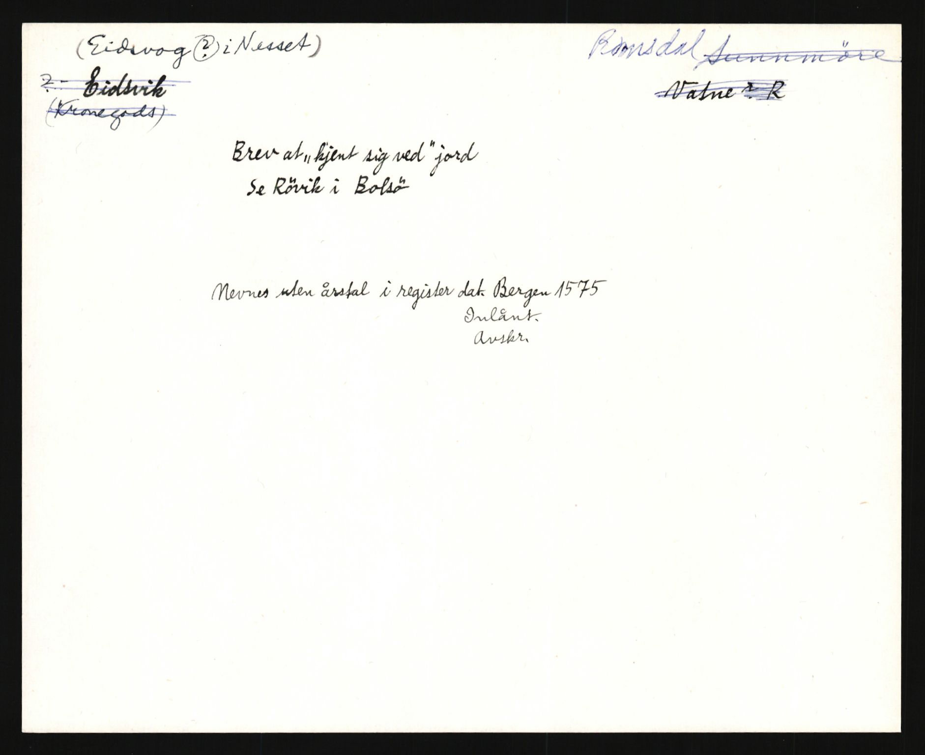 Riksarkivets diplomsamling, AV/RA-EA-5965/F35/F35e/L0031: Registreringssedler Møre og Romsdal, 1400-1700, p. 489