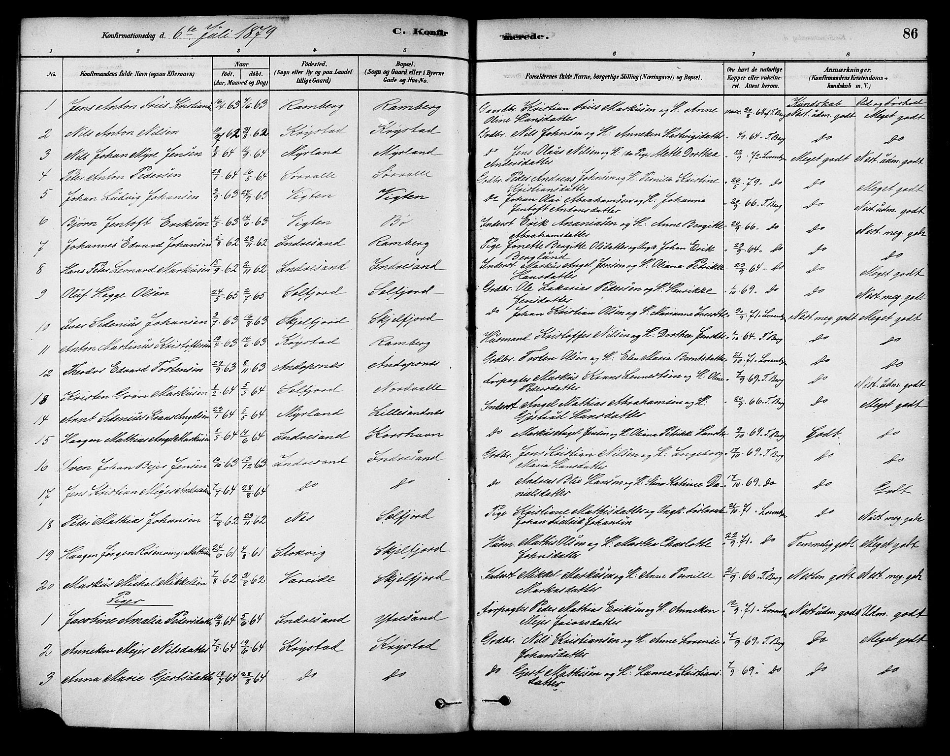 Ministerialprotokoller, klokkerbøker og fødselsregistre - Nordland, AV/SAT-A-1459/885/L1204: Parish register (official) no. 885A05, 1878-1892, p. 86