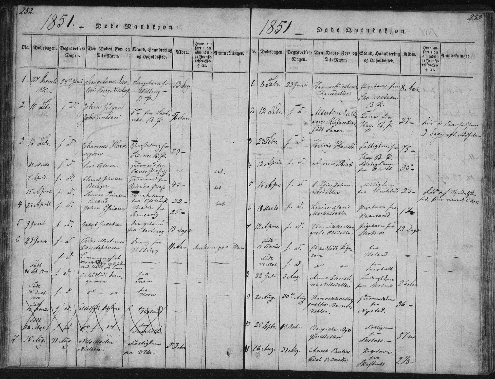 Ministerialprotokoller, klokkerbøker og fødselsregistre - Nordland, AV/SAT-A-1459/881/L1164: Parish register (copy) no. 881C01, 1818-1853, p. 252-253