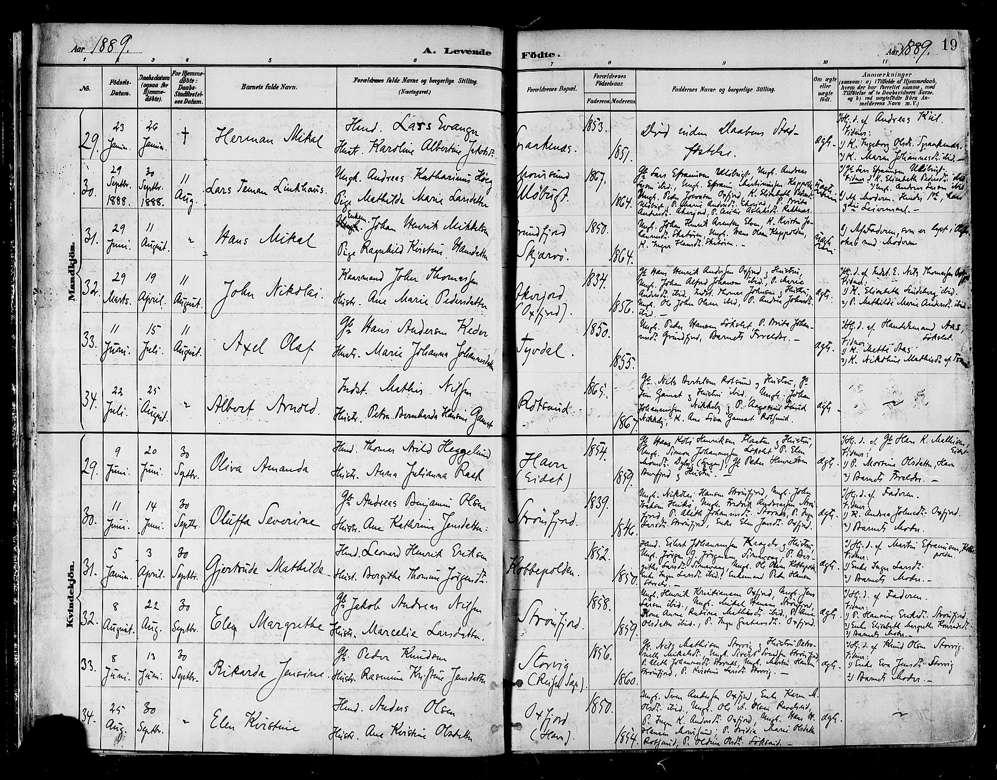 Skjervøy sokneprestkontor, AV/SATØ-S-1300/H/Ha/Haa/L0010kirke: Parish register (official) no. 10, 1887-1898, p. 19