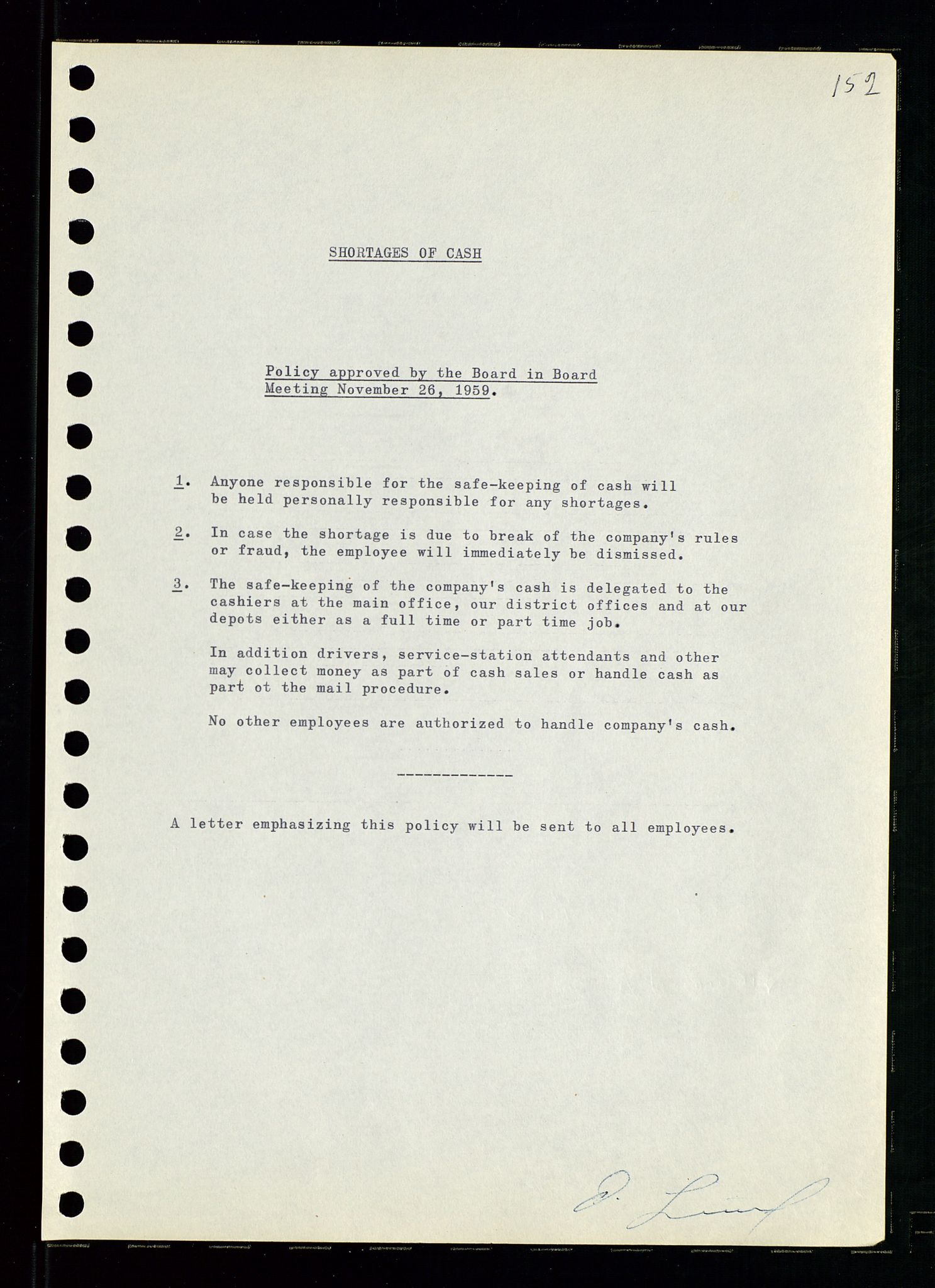 Pa 0982 - Esso Norge A/S, AV/SAST-A-100448/A/Aa/L0001/0001: Den administrerende direksjon Board minutes (styrereferater) / Den administrerende direksjon Board minutes (styrereferater), 1958-1959, p. 152