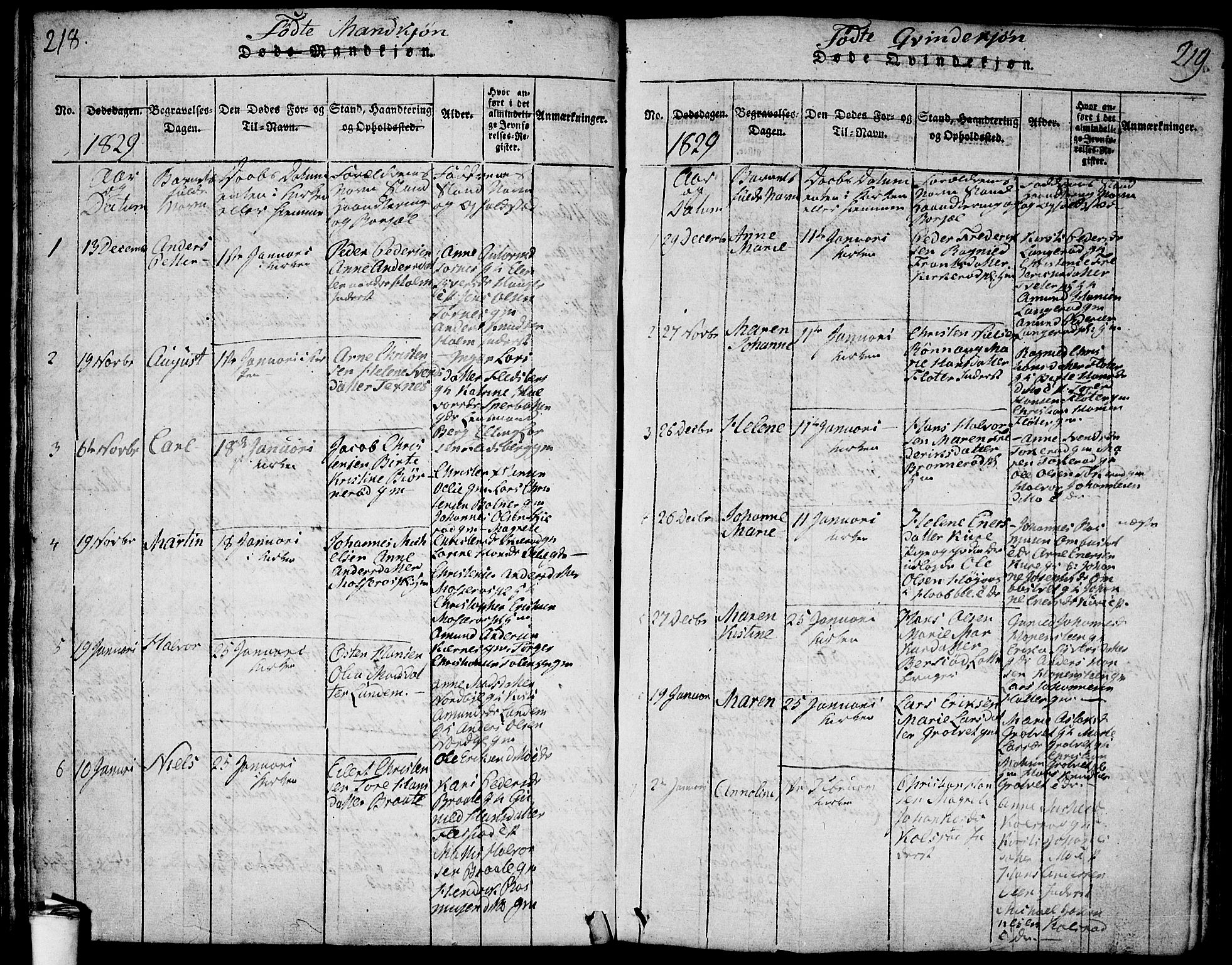 Våler prestekontor Kirkebøker, AV/SAO-A-11083/F/Fa/L0005: Parish register (official) no. I 5, 1815-1839, p. 218-219