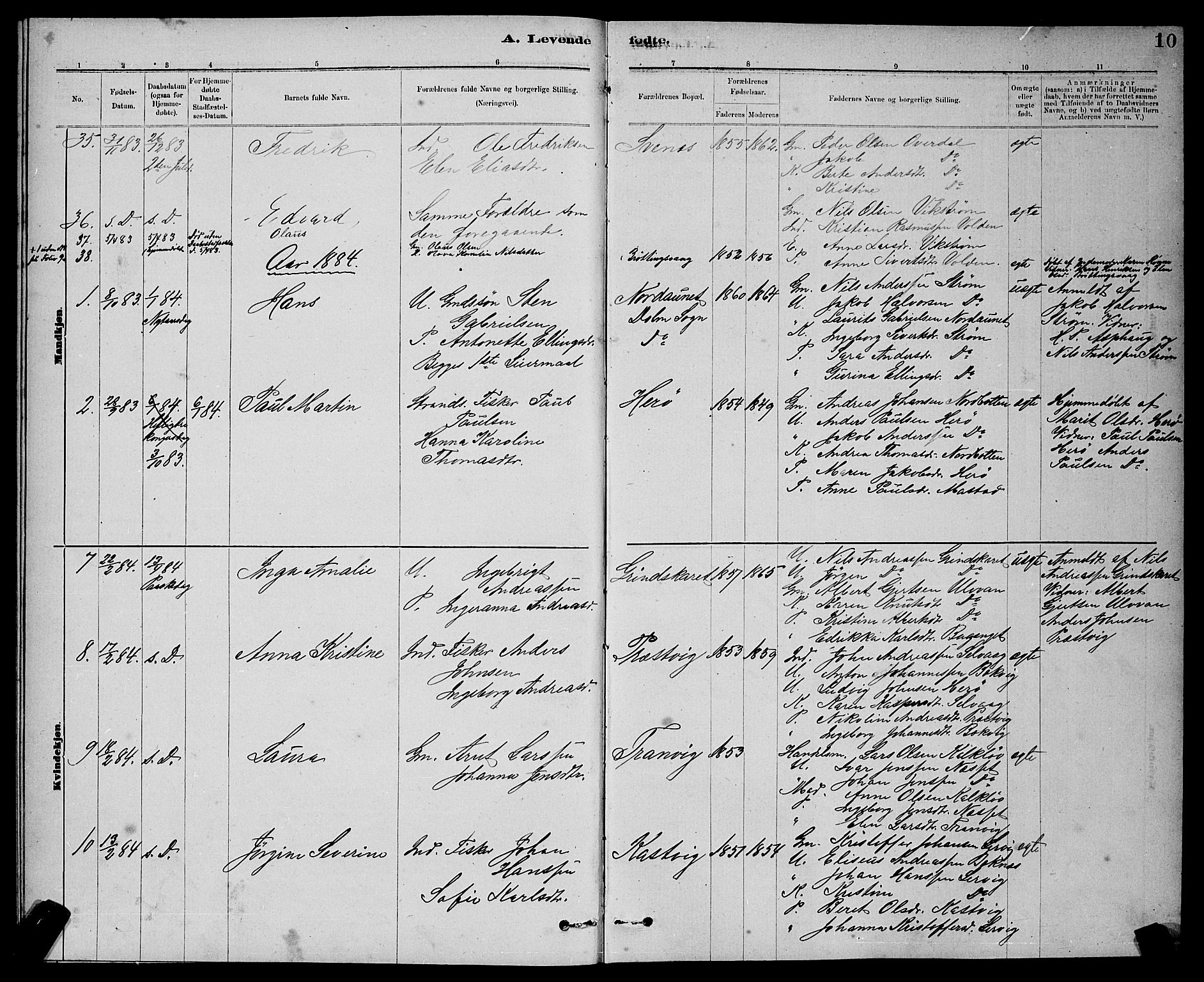 Ministerialprotokoller, klokkerbøker og fødselsregistre - Sør-Trøndelag, SAT/A-1456/637/L0562: Parish register (copy) no. 637C03, 1883-1898, p. 10