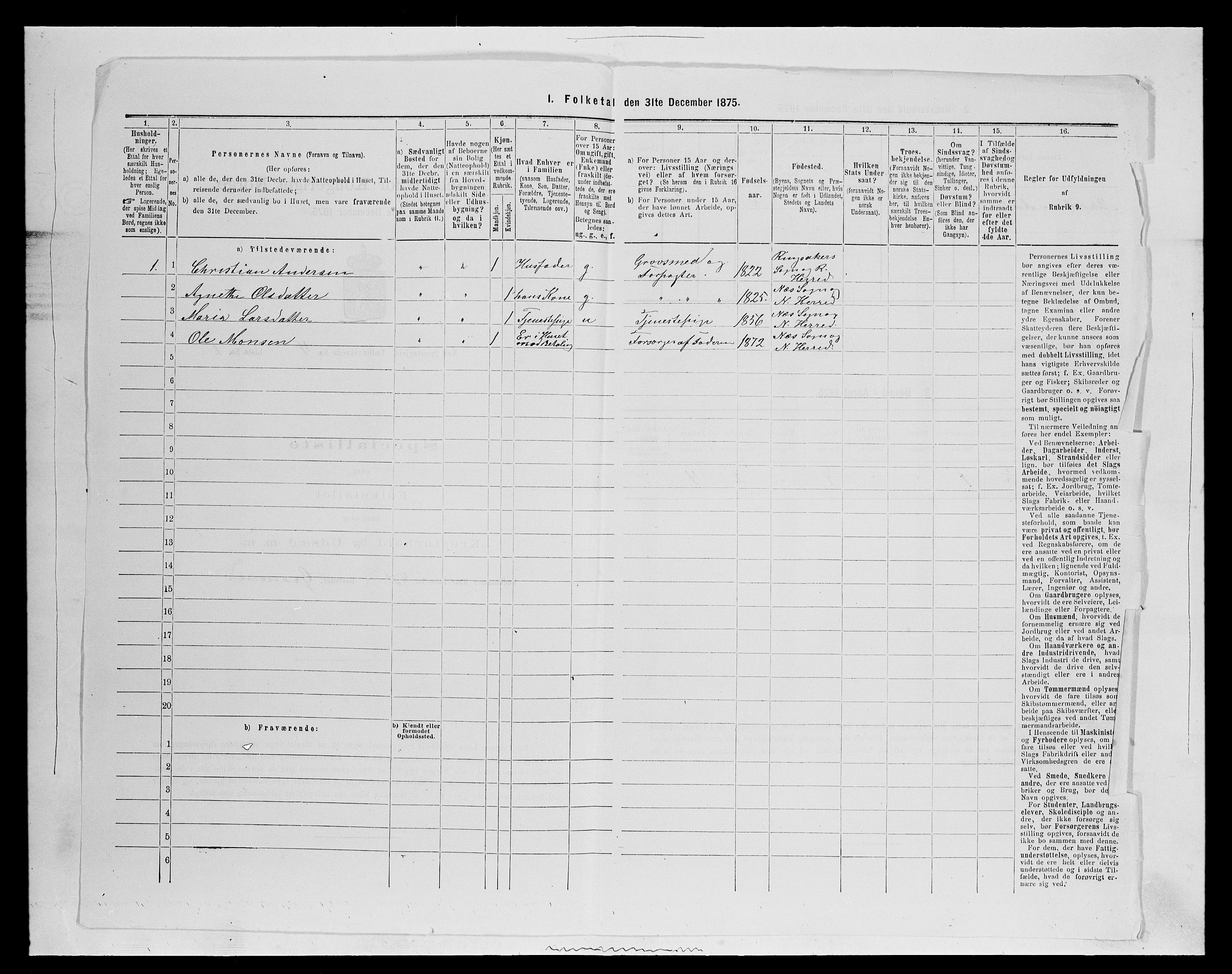 SAH, 1875 census for 0411P Nes, 1875, p. 667