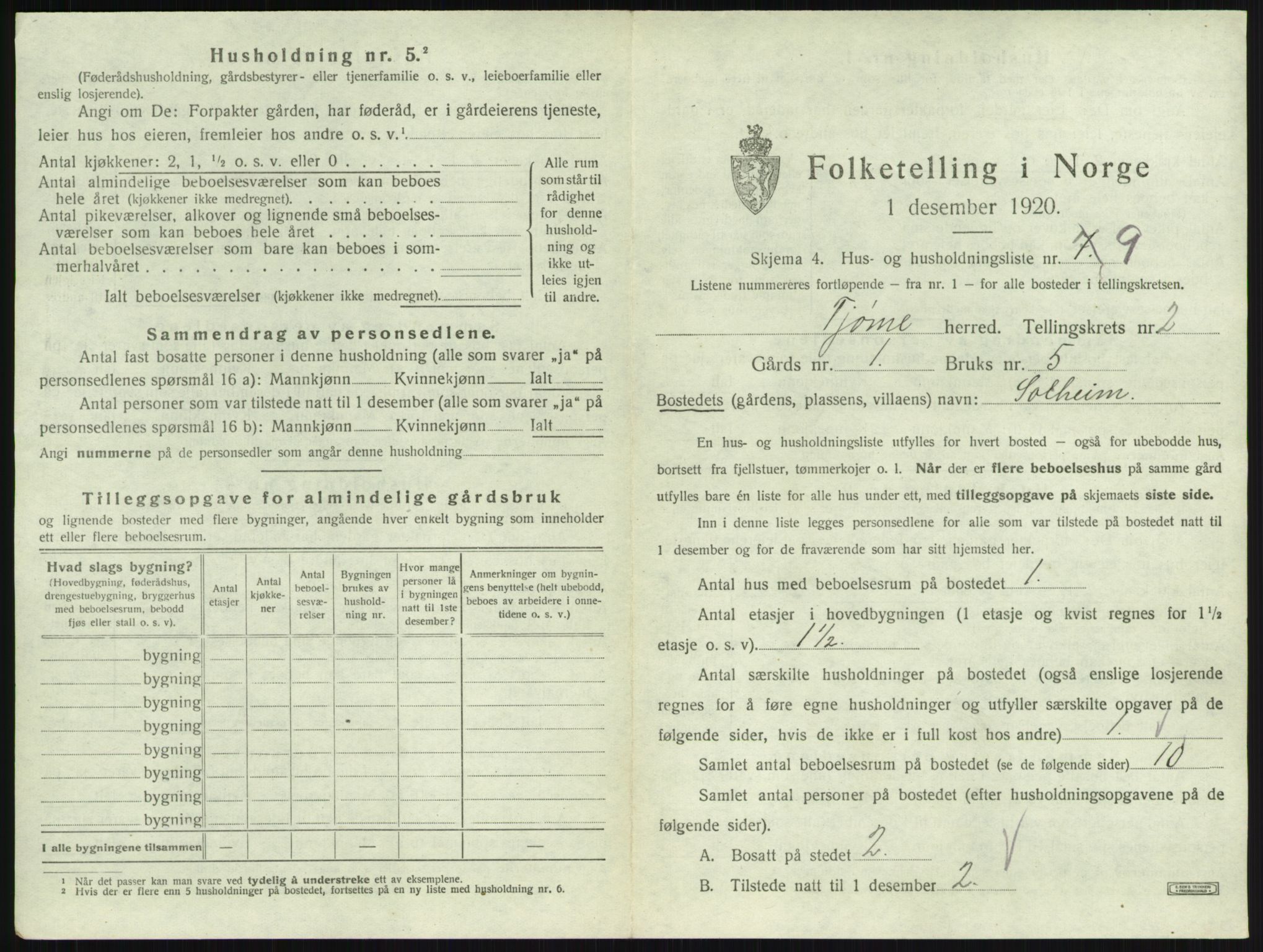 SAKO, 1920 census for Tjøme, 1920, p. 369