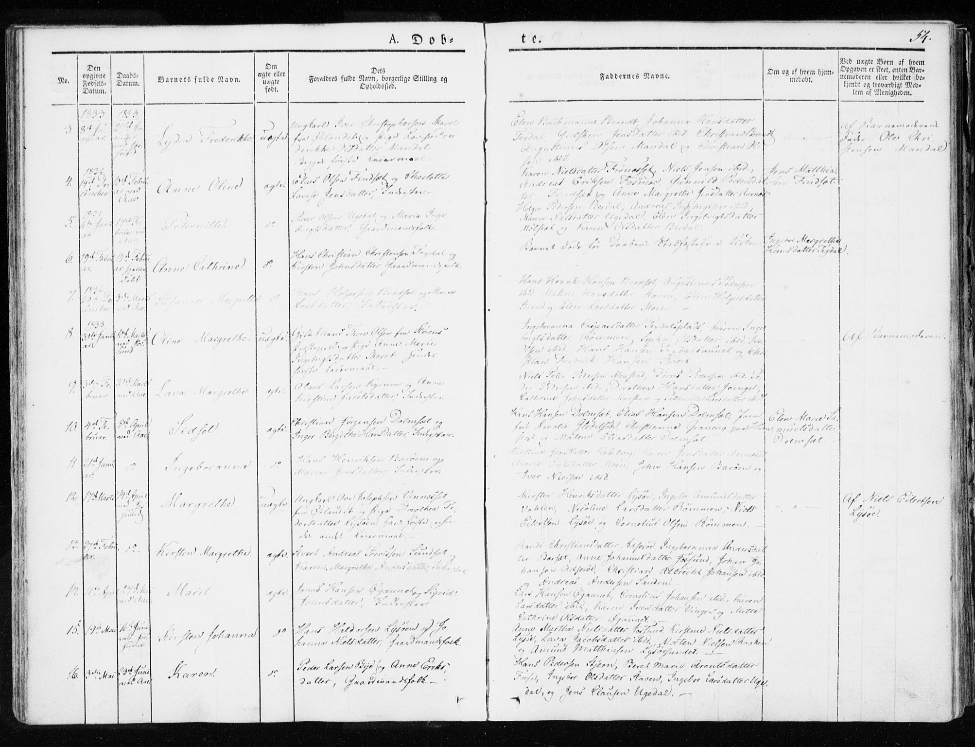 Ministerialprotokoller, klokkerbøker og fødselsregistre - Sør-Trøndelag, SAT/A-1456/655/L0676: Parish register (official) no. 655A05, 1830-1847, p. 54