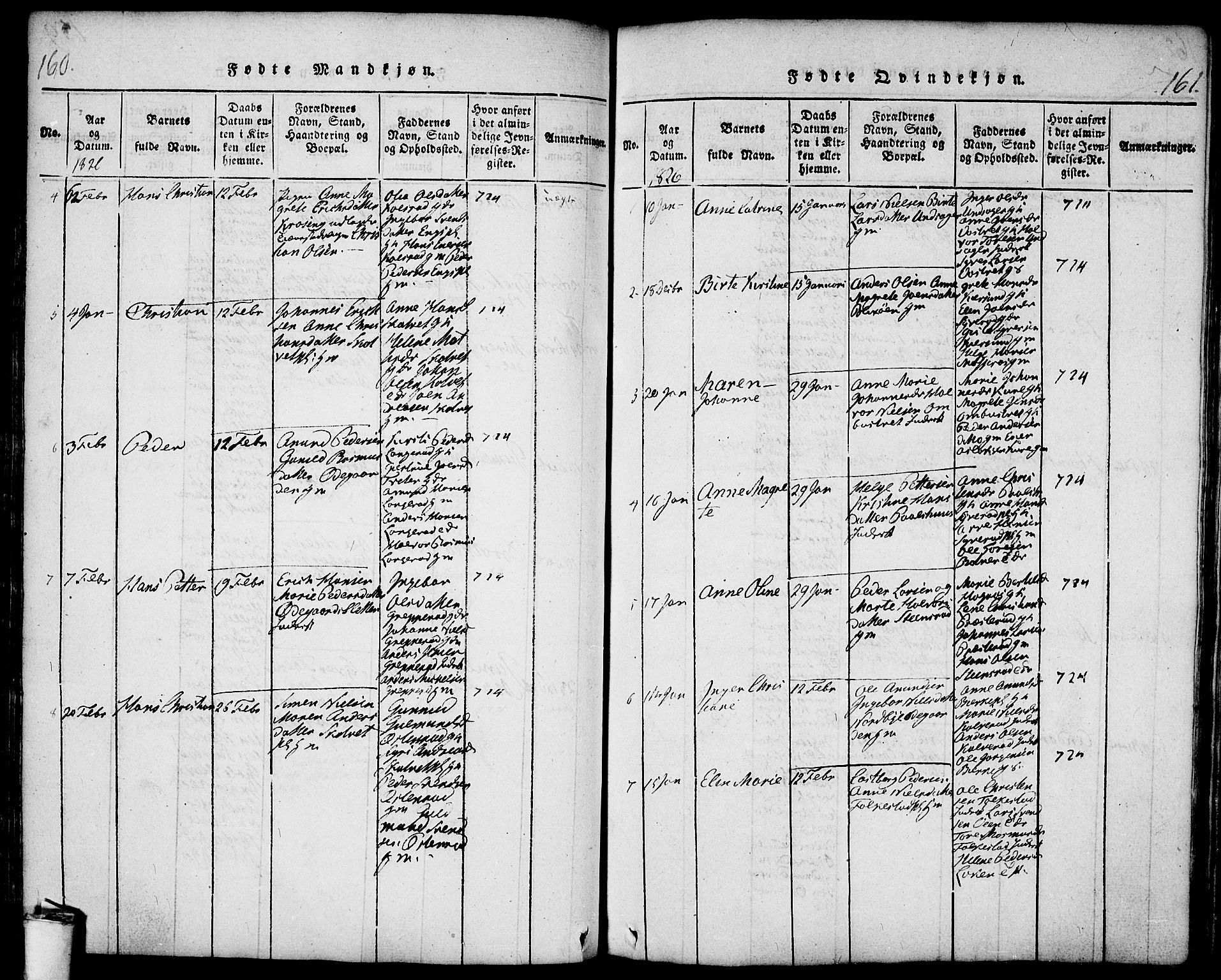 Våler prestekontor Kirkebøker, AV/SAO-A-11083/F/Fa/L0005: Parish register (official) no. I 5, 1815-1839, p. 160-161