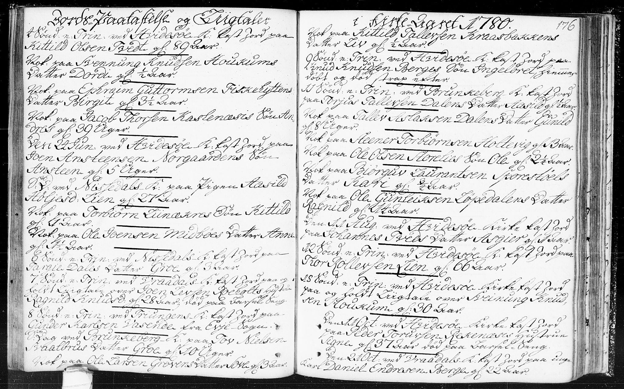 Kviteseid kirkebøker, SAKO/A-276/F/Fa/L0002: Parish register (official) no. I 2, 1773-1786, p. 176