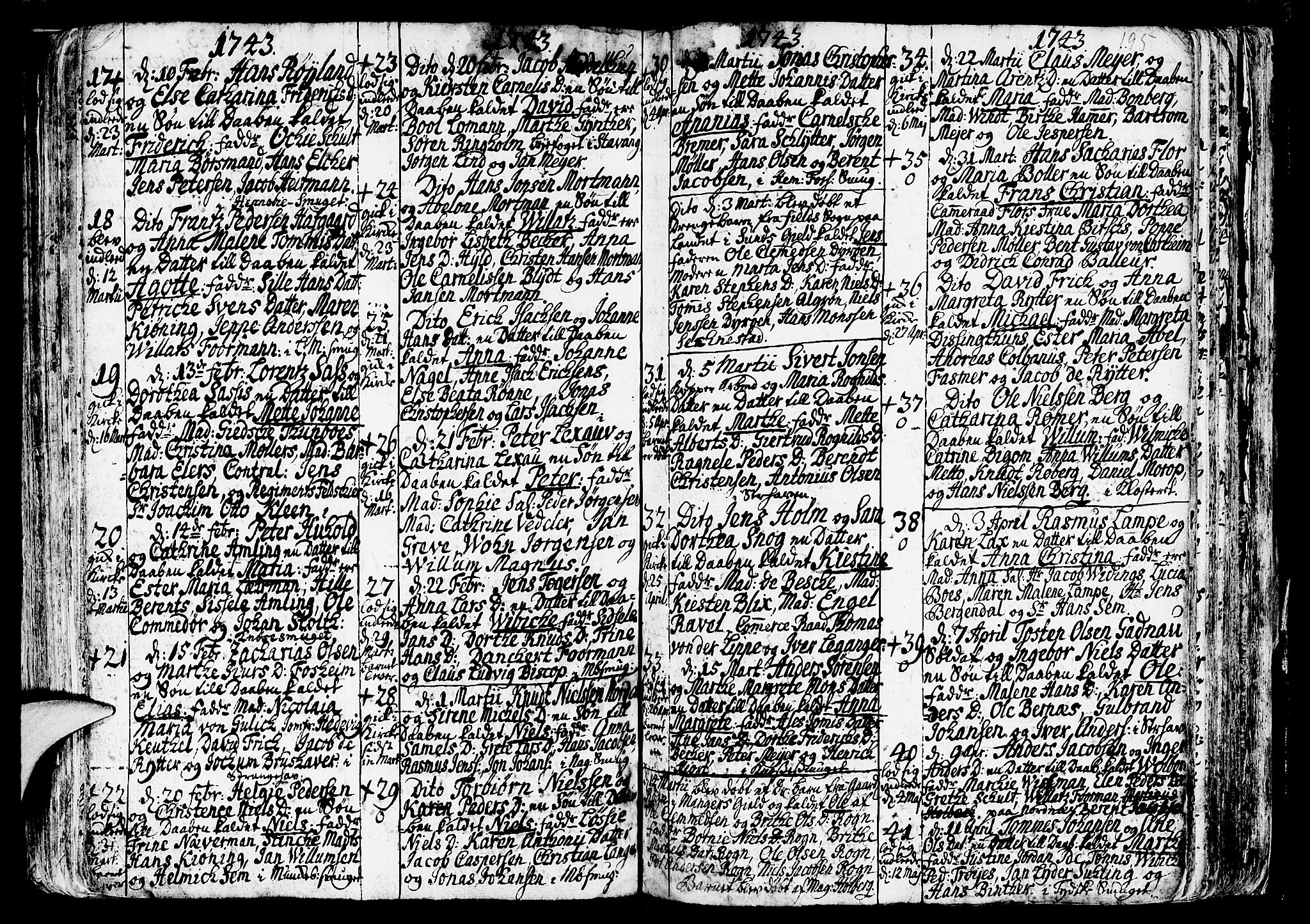 Nykirken Sokneprestembete, SAB/A-77101/H/Haa/L0003: Parish register (official) no. A 3, 1717-1764, p. 195