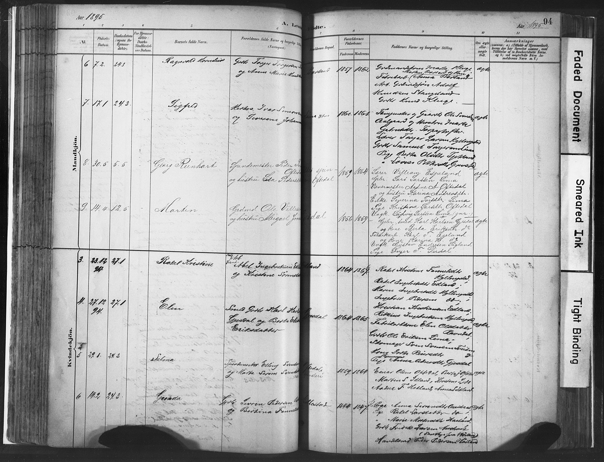 Lye sokneprestkontor, SAST/A-101794/001/30BA/L0010: Parish register (official) no. A 10, 1881-1896, p. 94