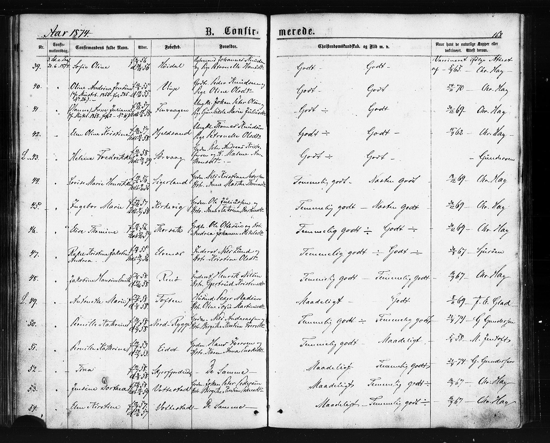 Ministerialprotokoller, klokkerbøker og fødselsregistre - Nordland, AV/SAT-A-1459/893/L1334: Parish register (official) no. 893A07, 1867-1877, p. 168