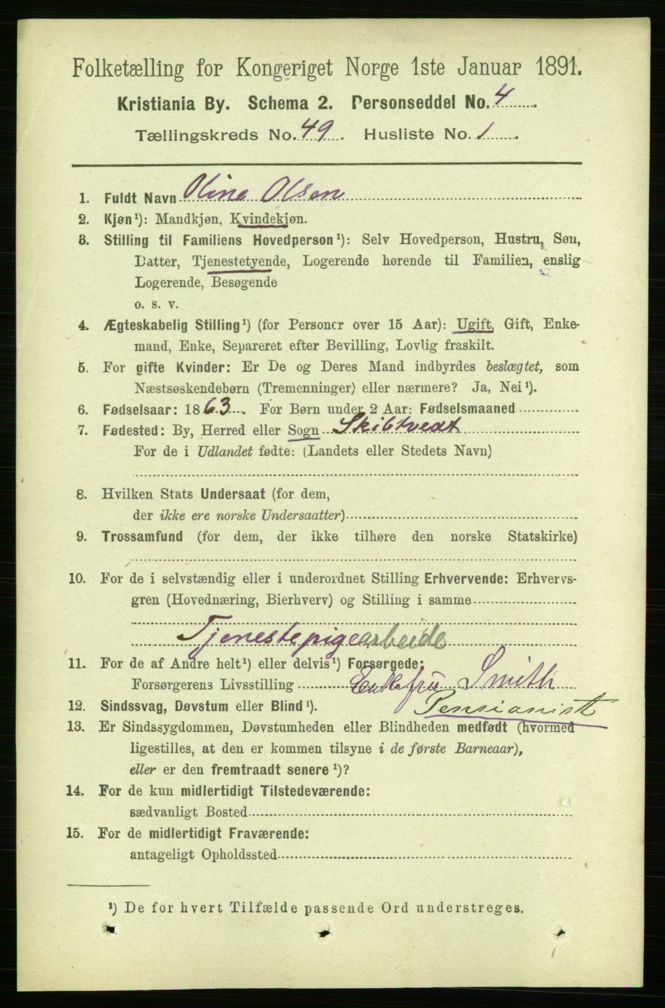 RA, 1891 census for 0301 Kristiania, 1891, p. 28571