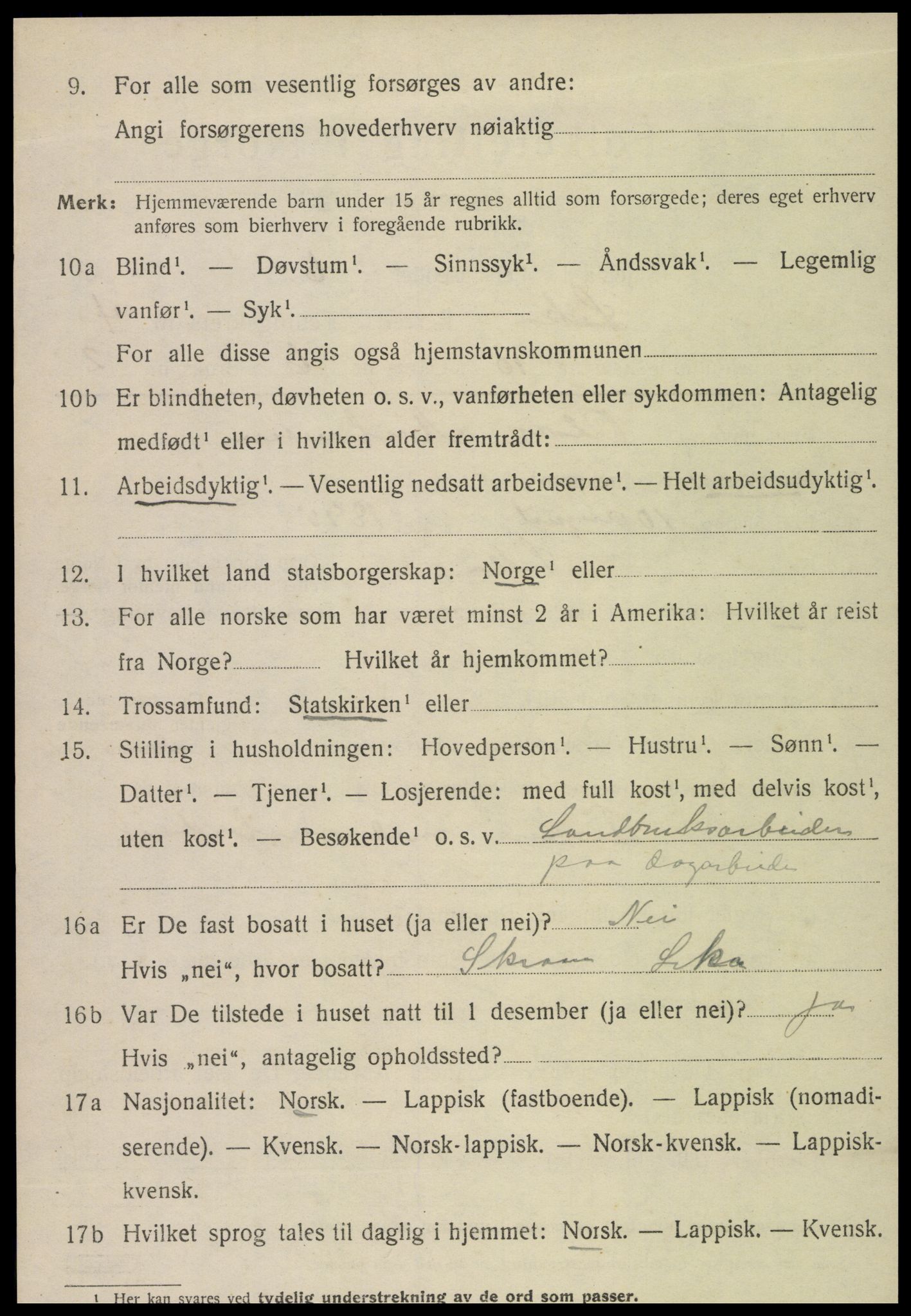 SAT, 1920 census for Leka, 1920, p. 1724