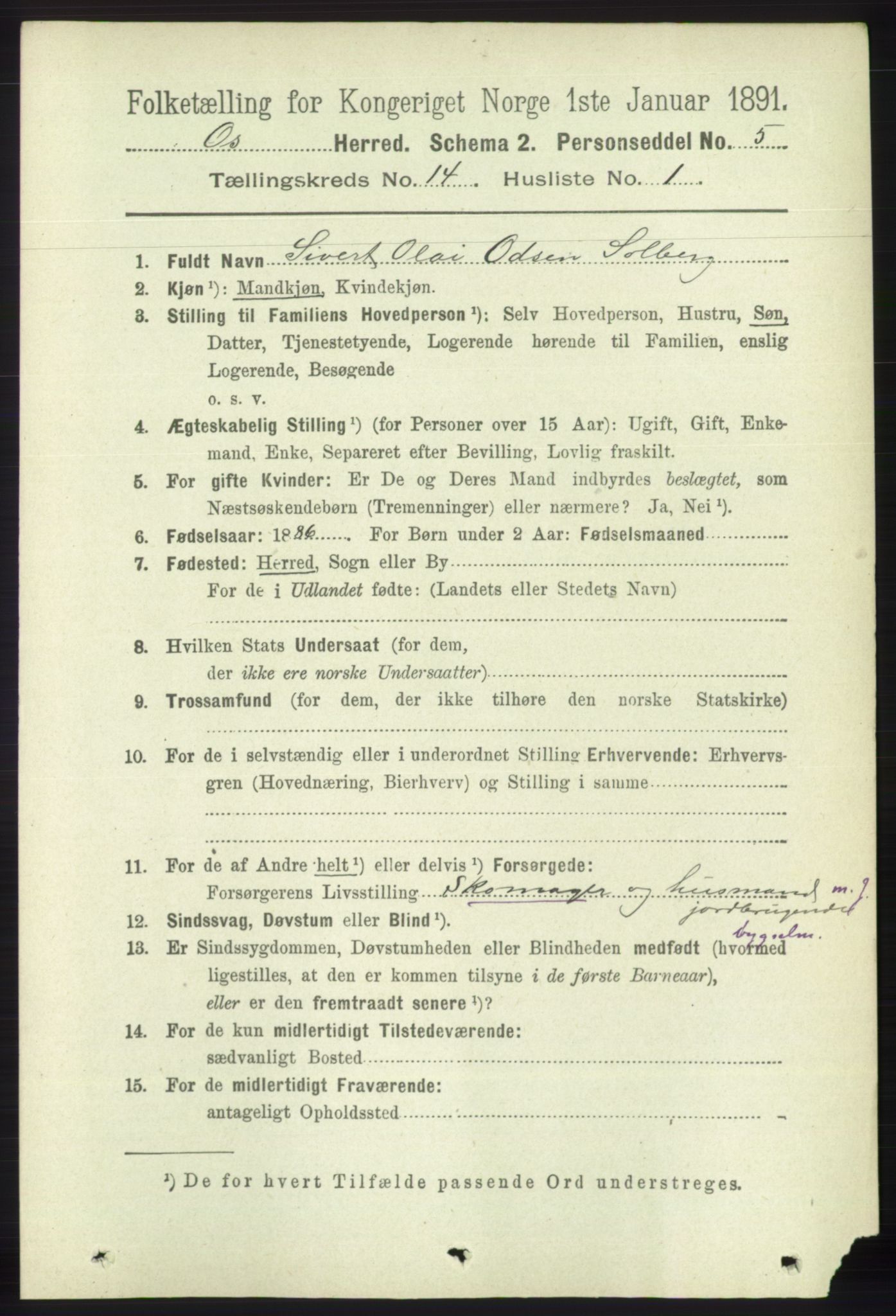 RA, 1891 census for 1243 Os, 1891, p. 3092