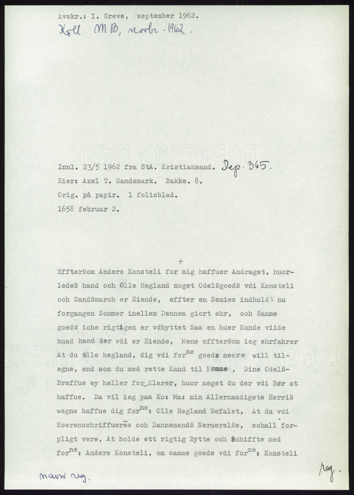 Samlinger til kildeutgivelse, Diplomavskriftsamlingen, AV/RA-EA-4053/H/Ha, p. 2697