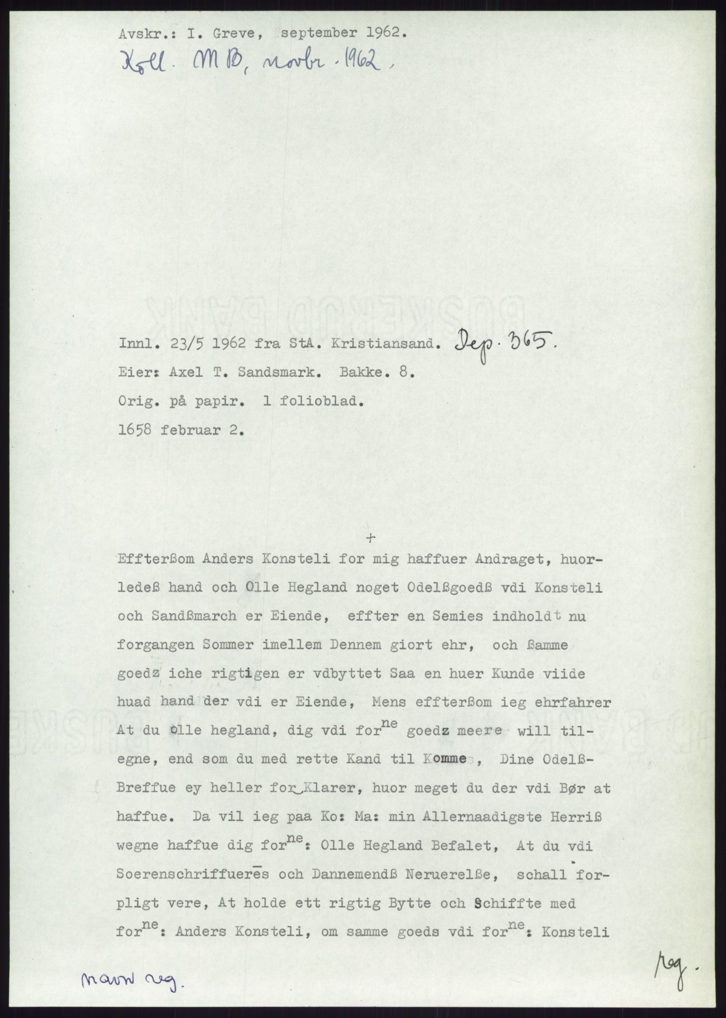 Samlinger til kildeutgivelse, Diplomavskriftsamlingen, RA/EA-4053/H/Ha, p. 2697