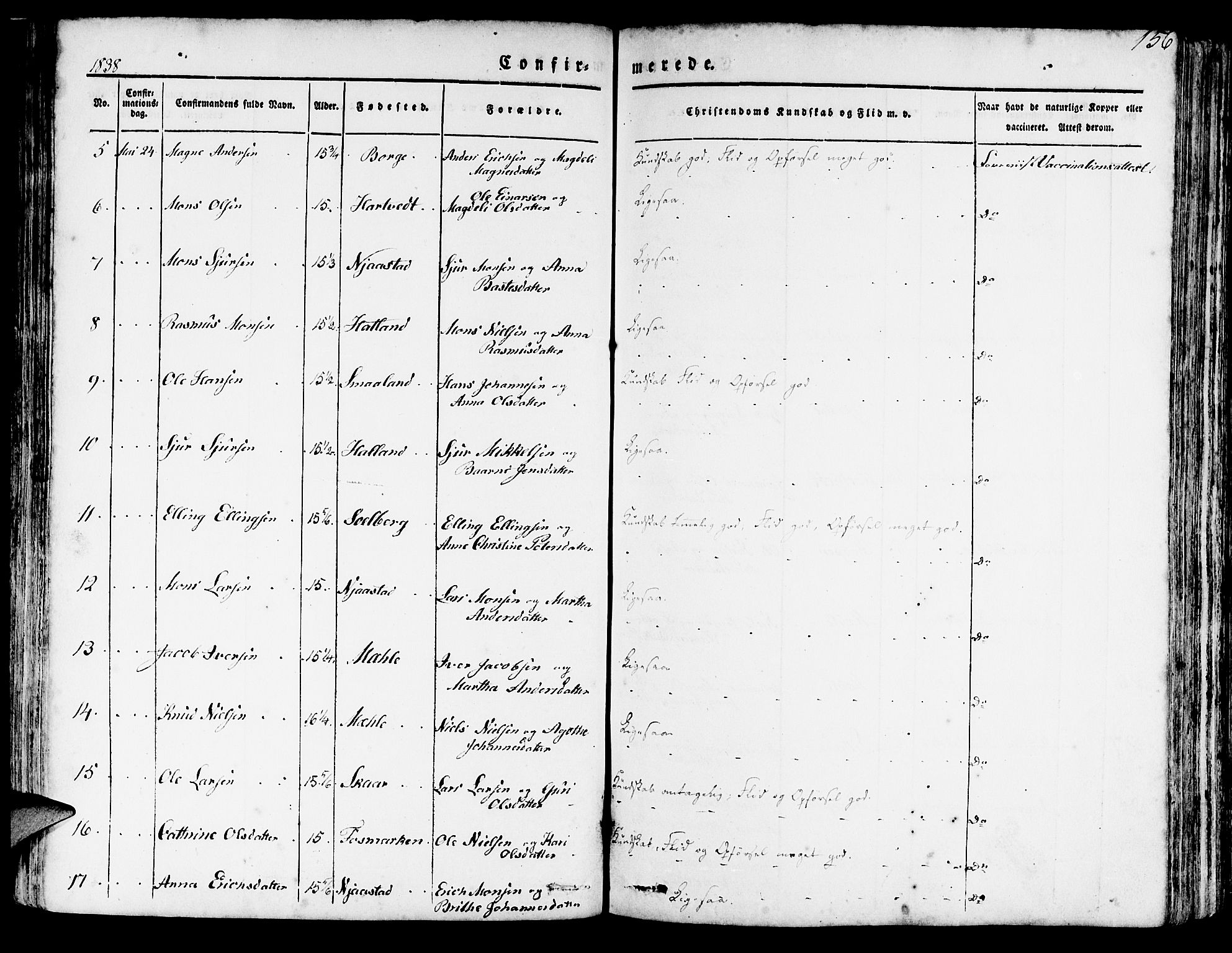 Haus sokneprestembete, AV/SAB-A-75601/H/Haa: Parish register (official) no. A 14, 1827-1838, p. 156