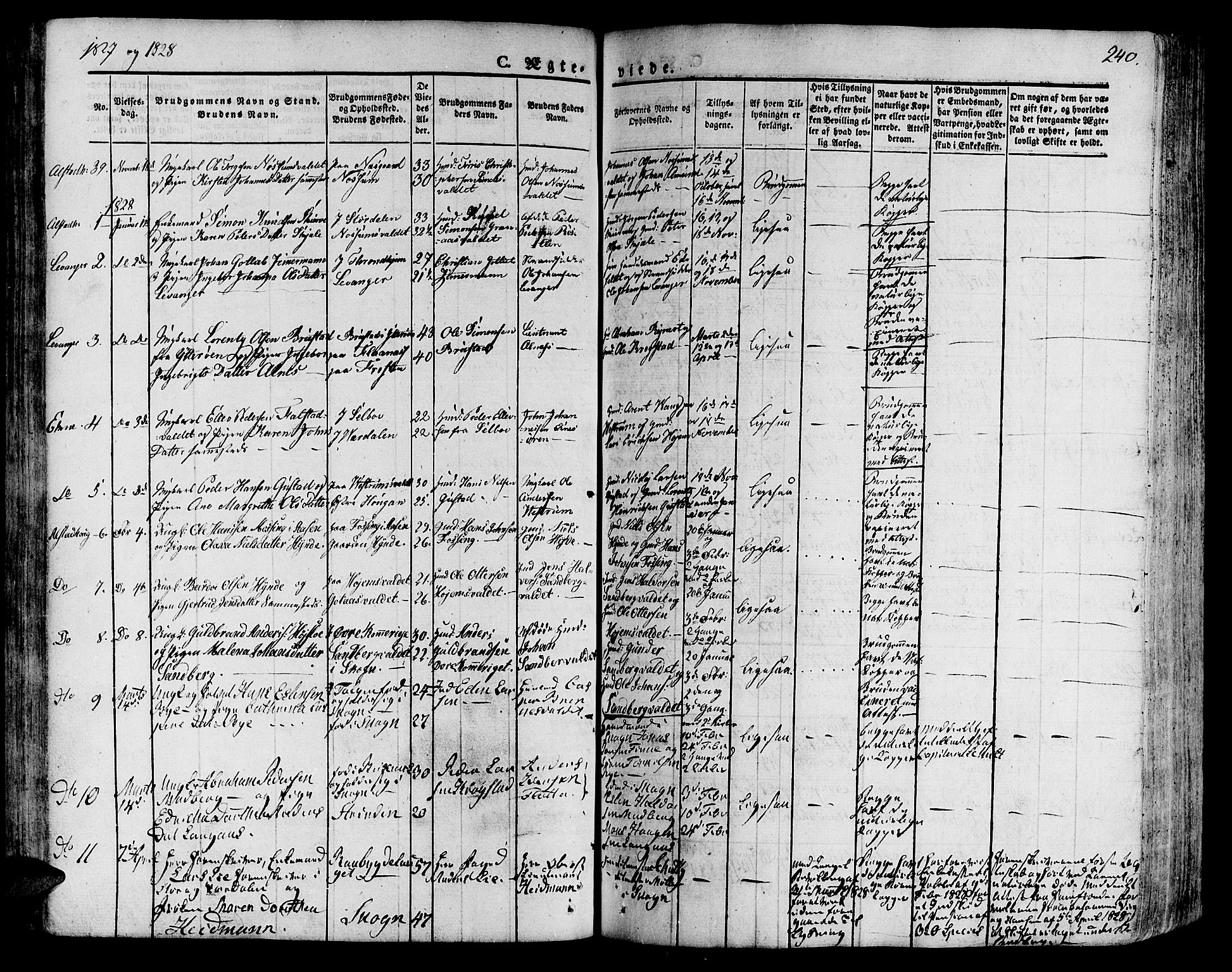 Ministerialprotokoller, klokkerbøker og fødselsregistre - Nord-Trøndelag, SAT/A-1458/717/L0152: Parish register (official) no. 717A05 /1, 1825-1836, p. 240