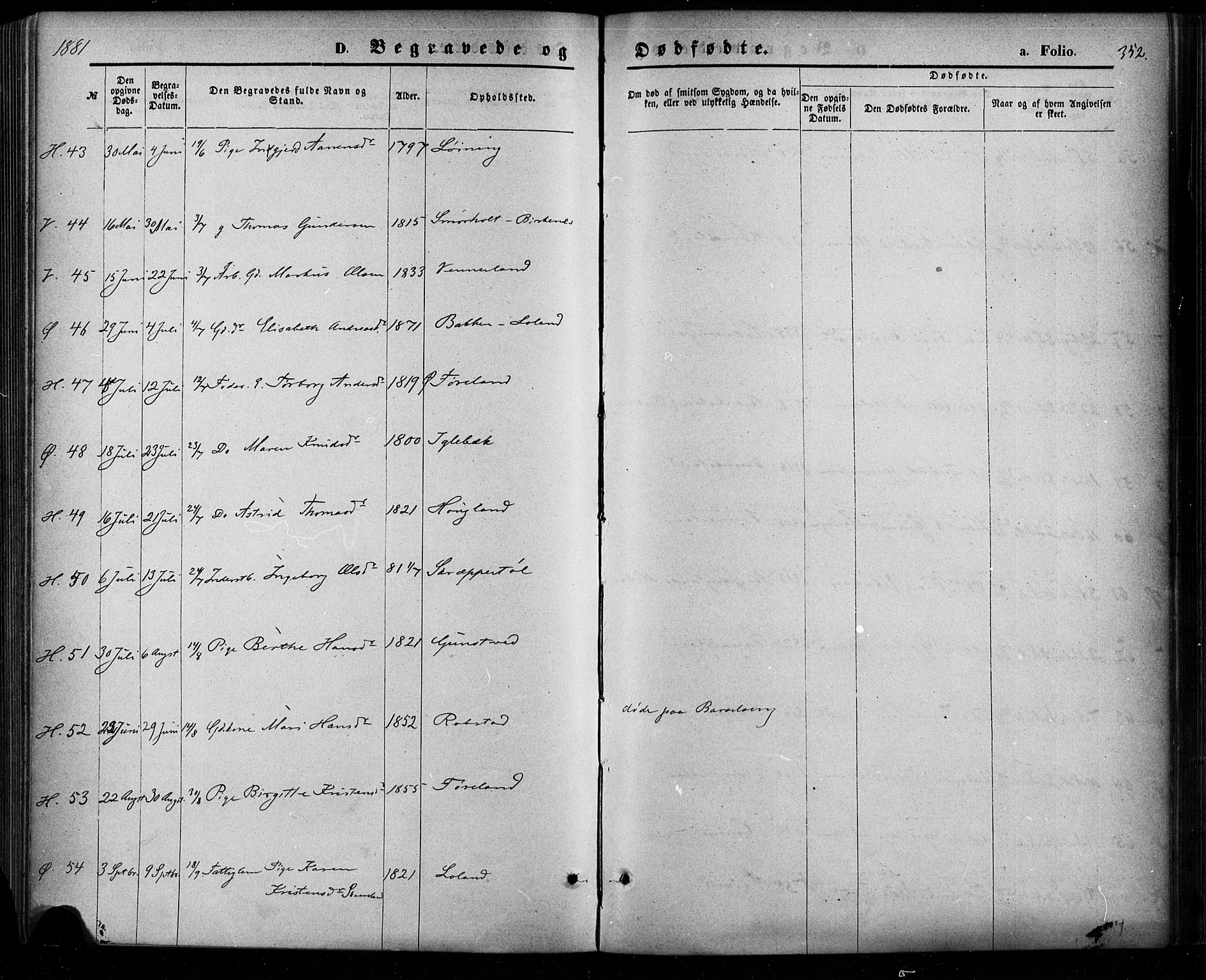 Vennesla sokneprestkontor, SAK/1111-0045/Fa/Fac/L0008: Parish register (official) no. A 8, 1874-1883, p. 352