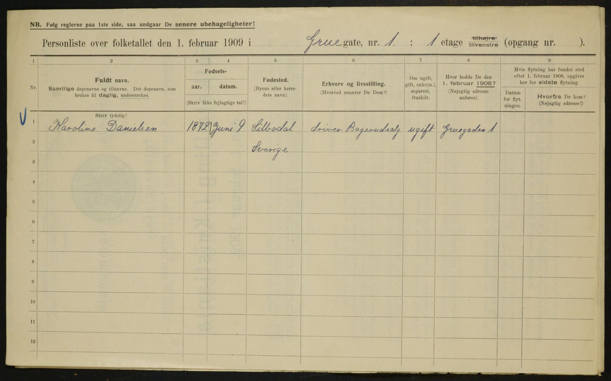 OBA, Municipal Census 1909 for Kristiania, 1909, p. 27479