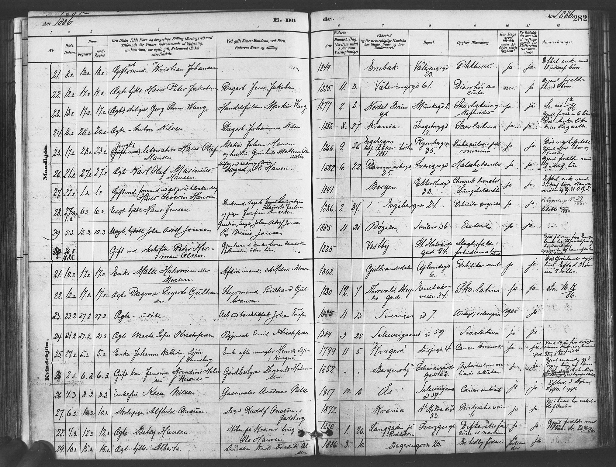 Gamlebyen prestekontor Kirkebøker, SAO/A-10884/F/Fa/L0006: Parish register (official) no. 6, 1881-1890, p. 282