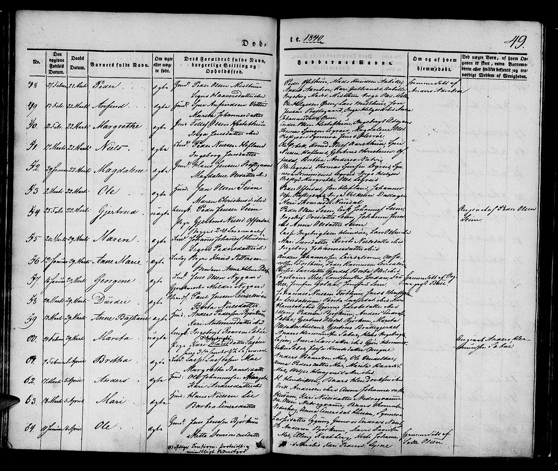 Lærdal sokneprestembete, AV/SAB-A-81201: Parish register (official) no. A 6, 1835-1849, p. 49