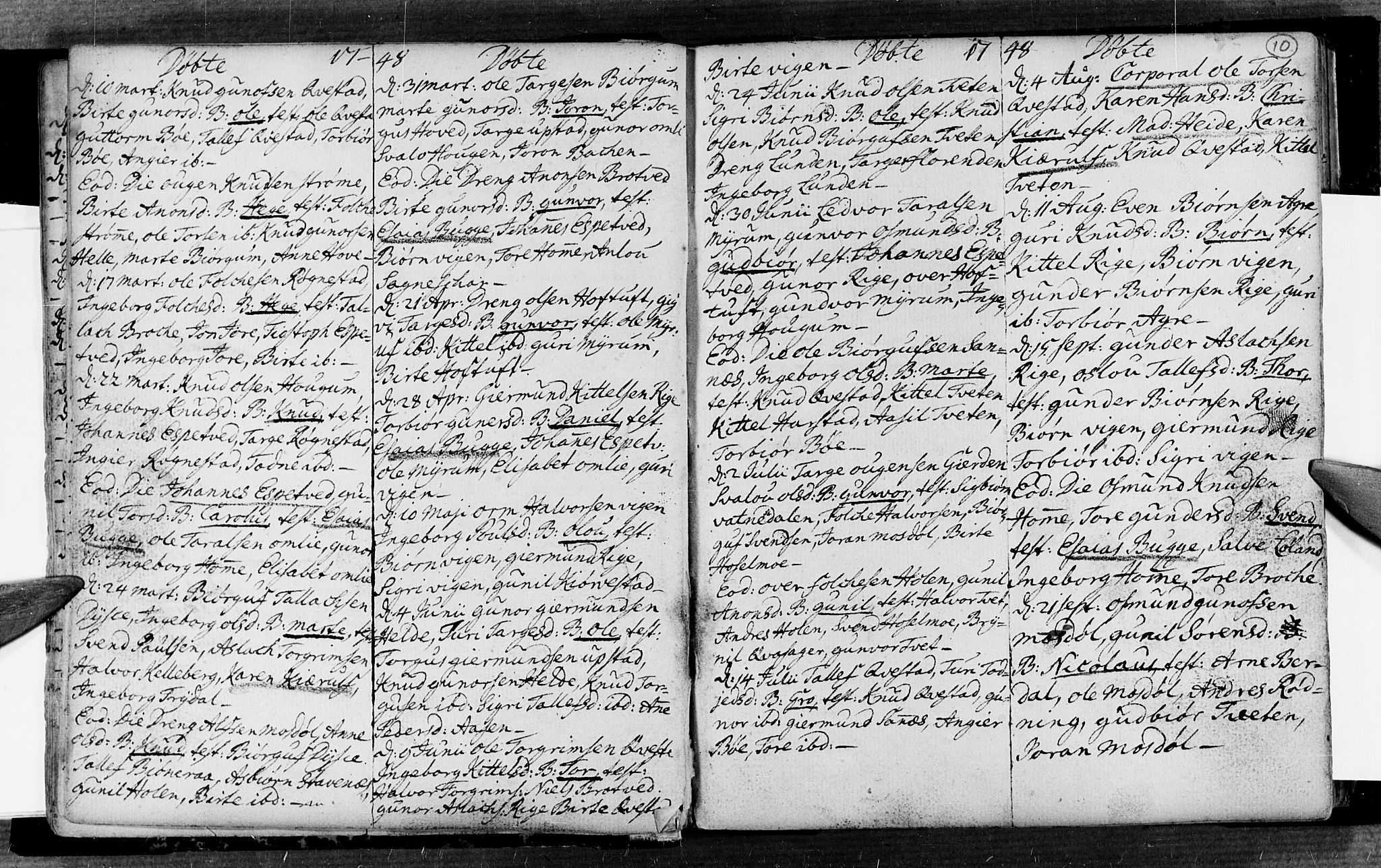 Valle sokneprestkontor, AV/SAK-1111-0044/F/Fa/Fac/L0002: Parish register (official) no. A 2, 1745-1776, p. 10