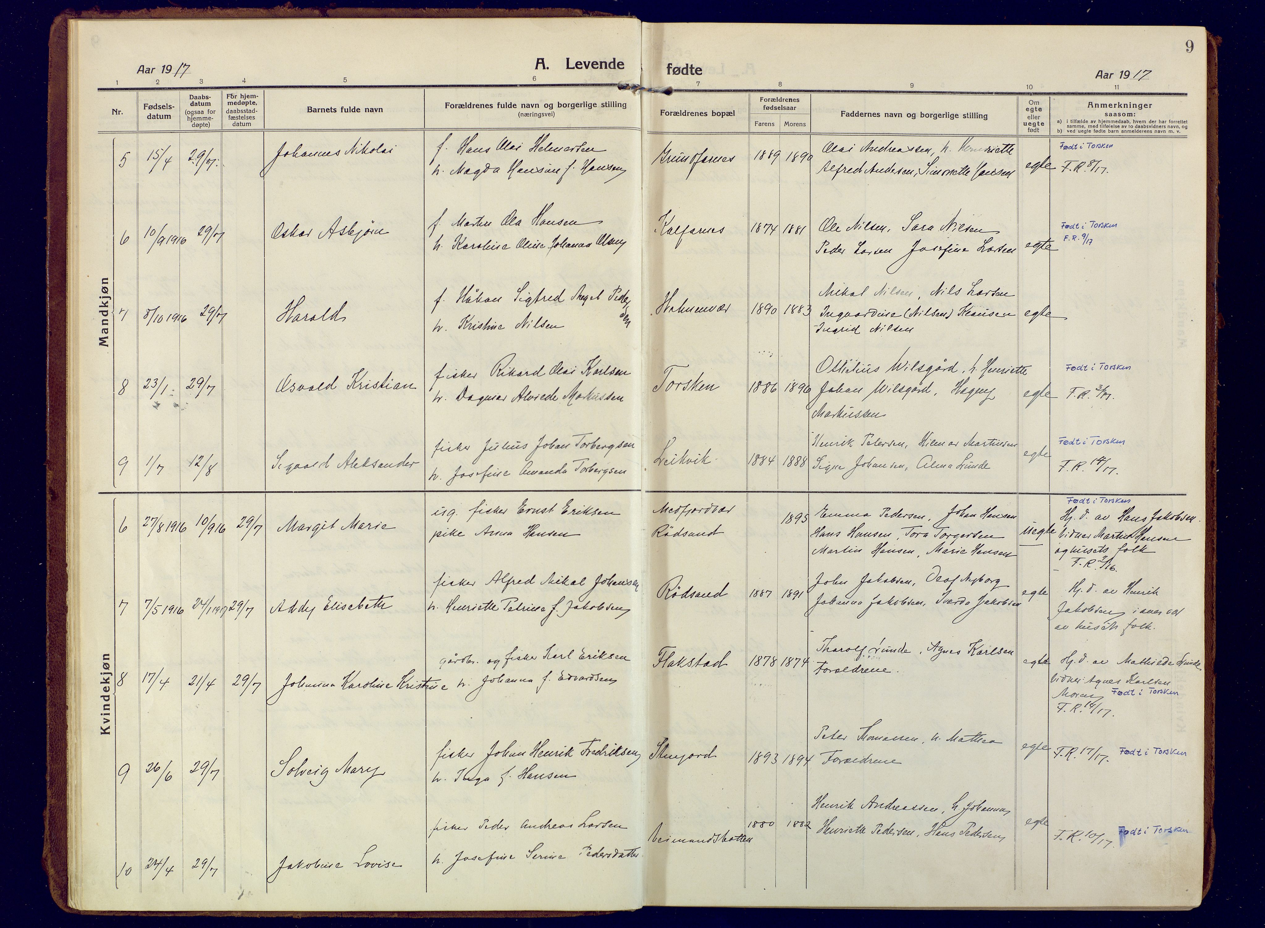 Berg sokneprestkontor, SATØ/S-1318/G/Ga/Gaa: Parish register (official) no. 10, 1916-1928, p. 9
