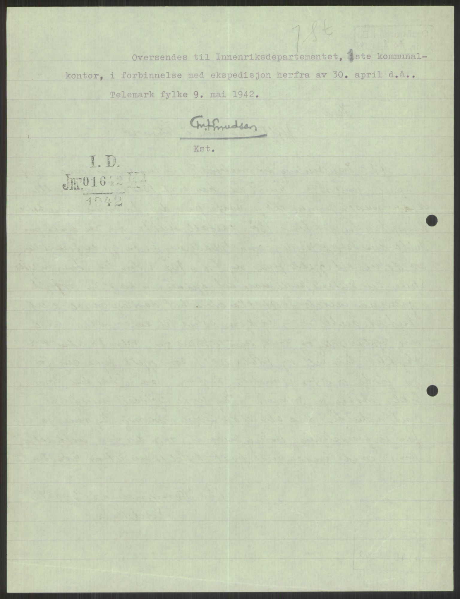 Forsvaret, Forsvarets krigshistoriske avdeling, AV/RA-RAFA-2017/Y/Ya/L0014: II-C-11-31 - Fylkesmenn.  Rapporter om krigsbegivenhetene 1940., 1940, p. 637