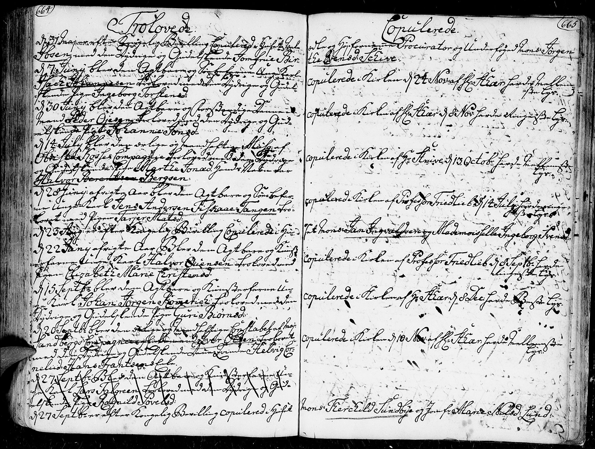 Kristiansand domprosti, AV/SAK-1112-0006/F/Fa/L0001: Parish register (official) no. A 1, 1734-1793, p. 664-665