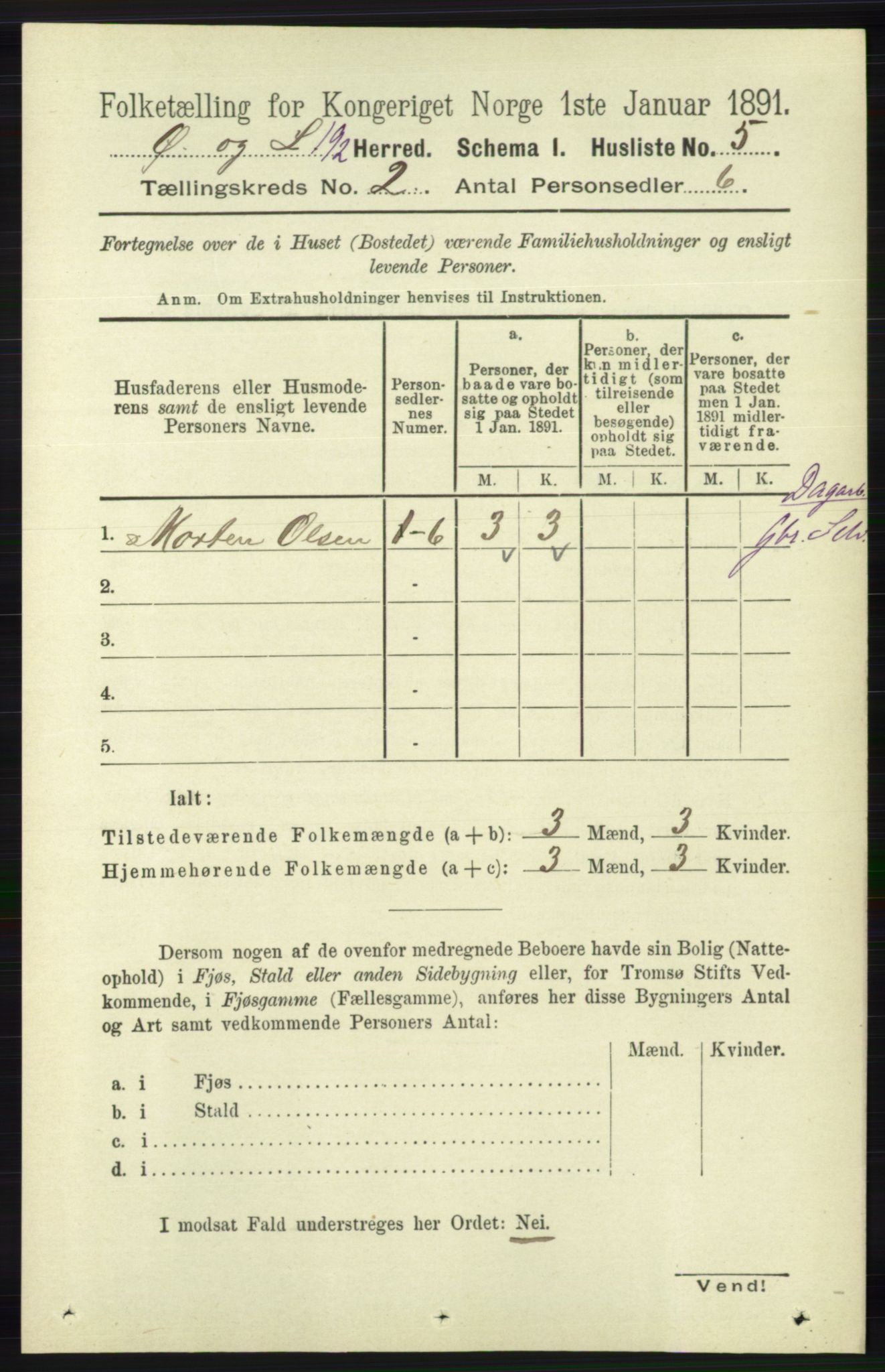 RA, 1891 census for 1021 Øyslebø og Laudal, 1891, p. 435