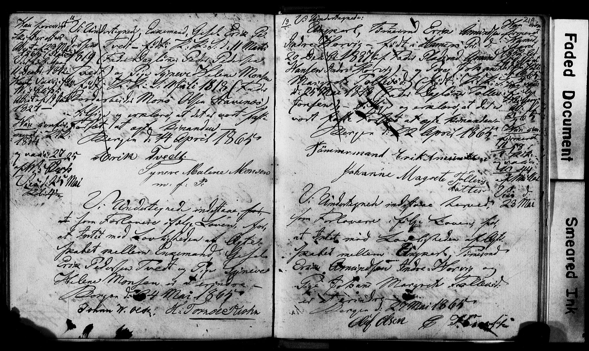 Korskirken sokneprestembete, AV/SAB-A-76101: Best man's statements no. II.5.2, 1859-1865, p. 219