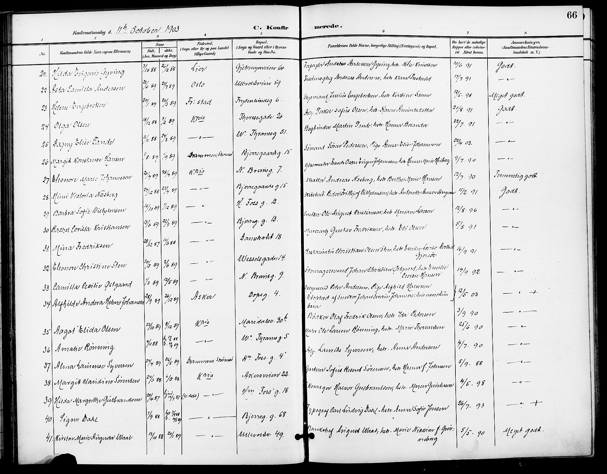 Gamle Aker prestekontor Kirkebøker, AV/SAO-A-10617a/F/L0012: Parish register (official) no. 12, 1898-1910, p. 66