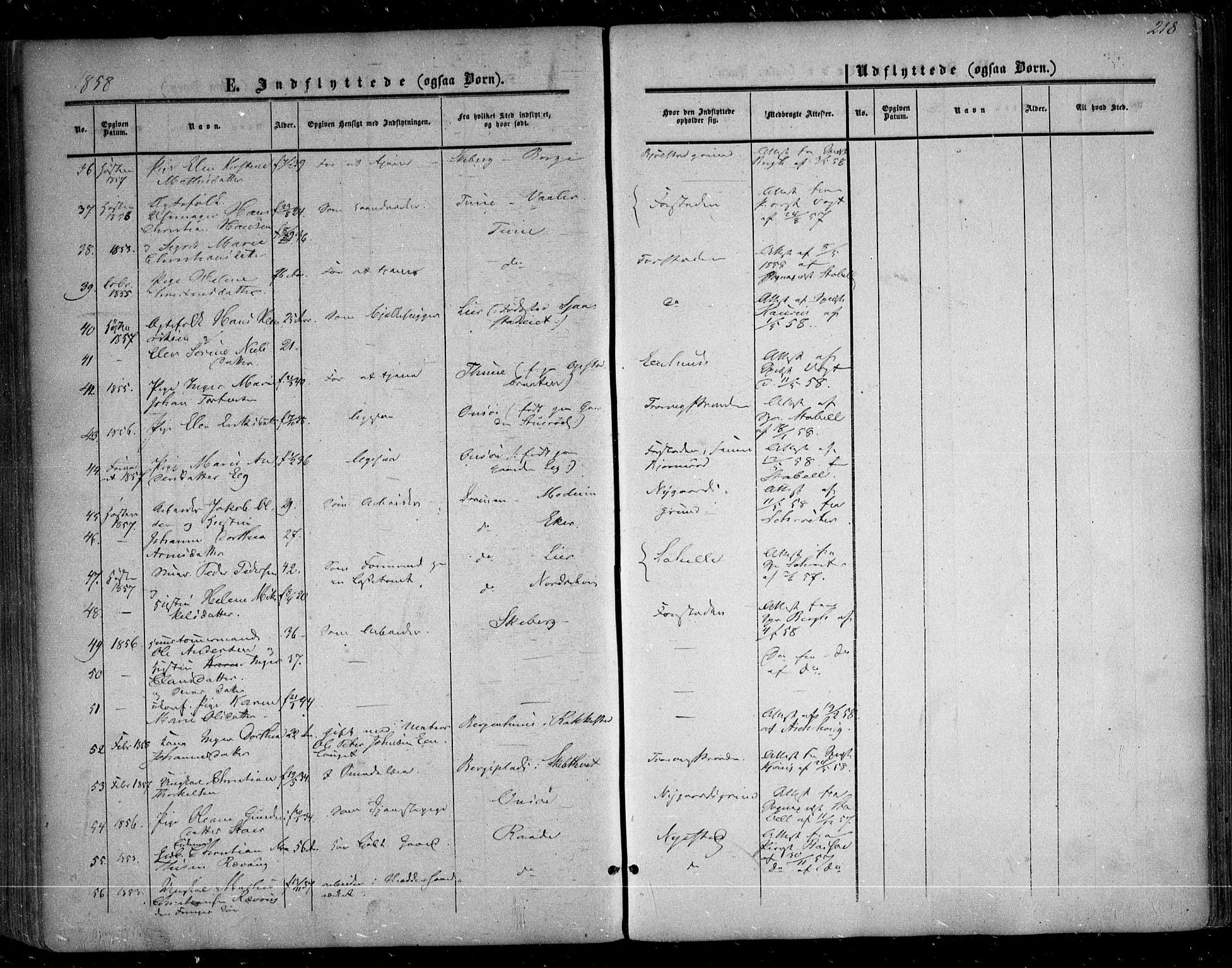 Glemmen prestekontor Kirkebøker, AV/SAO-A-10908/F/Fa/L0007: Parish register (official) no. 7, 1853-1862, p. 218