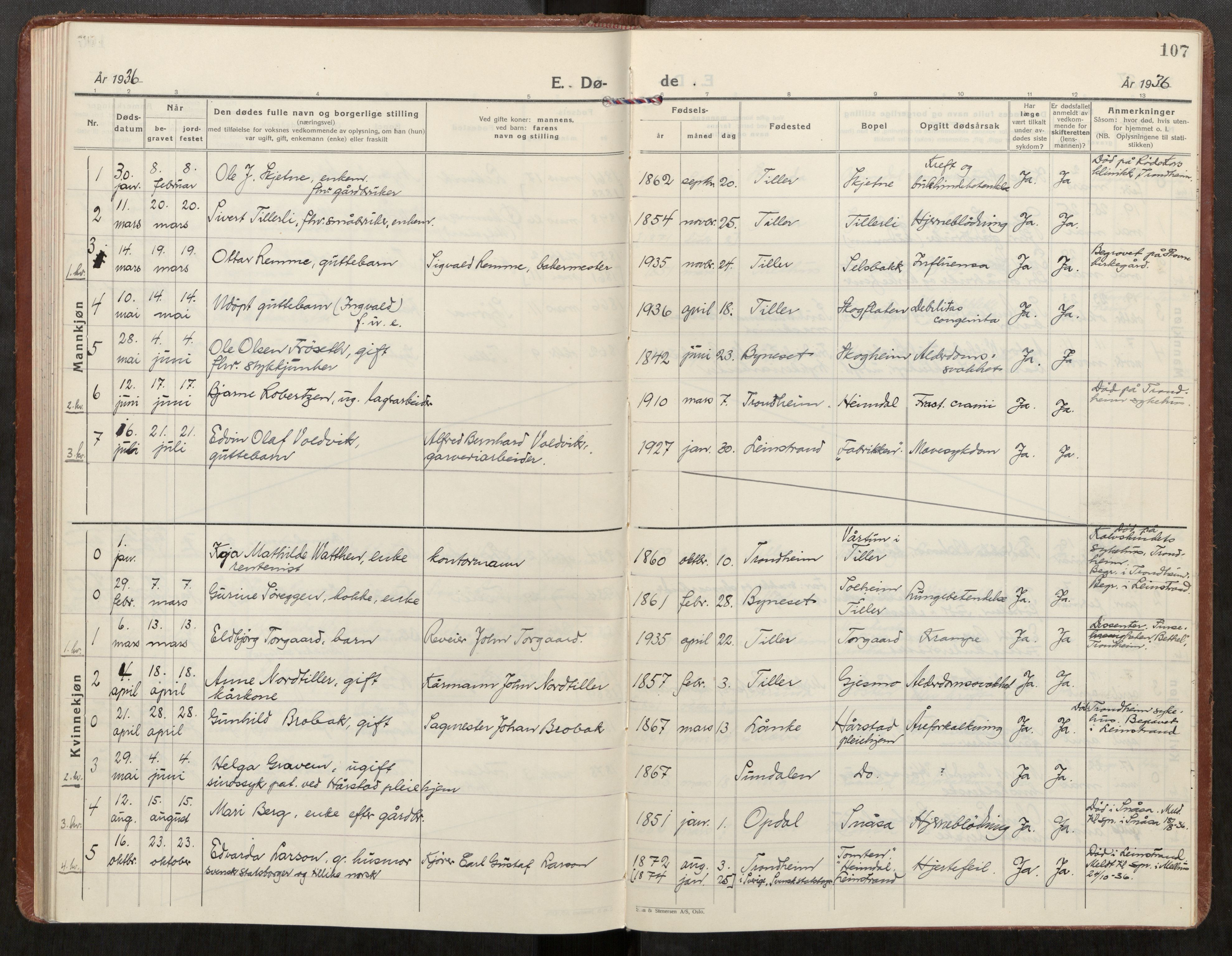 Klæbu sokneprestkontor, SAT/A-1112: Parish register (official) no. 4, 1925-1943, p. 107