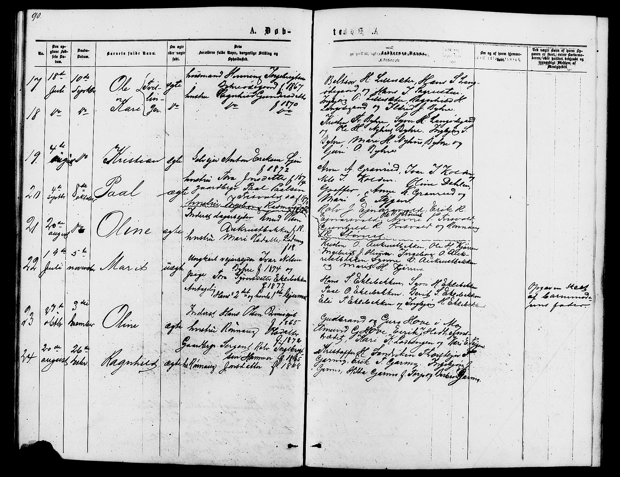 Lom prestekontor, SAH/PREST-070/L/L0005: Parish register (copy) no. 5, 1876-1901, p. 90-91