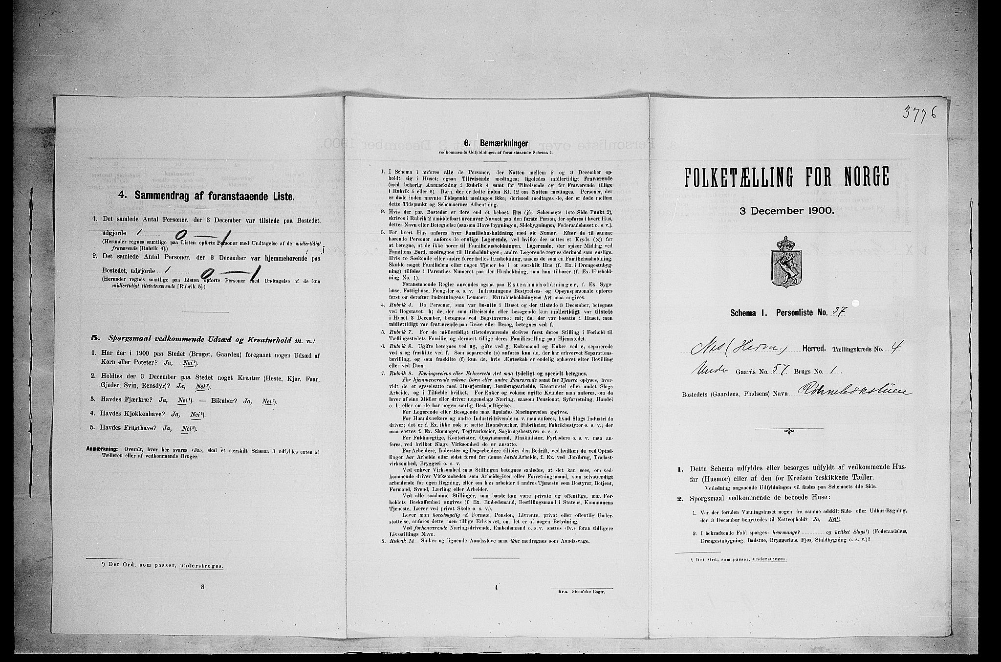 SAH, 1900 census for Nes, 1900, p. 622