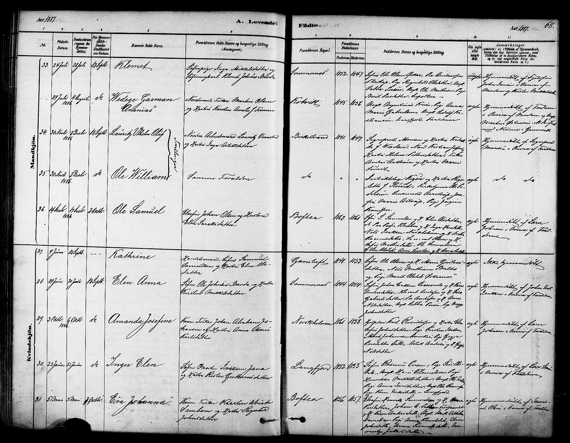 Tana sokneprestkontor, AV/SATØ-S-1334/H/Ha/L0004kirke: Parish register (official) no. 4, 1878-1891, p. 68