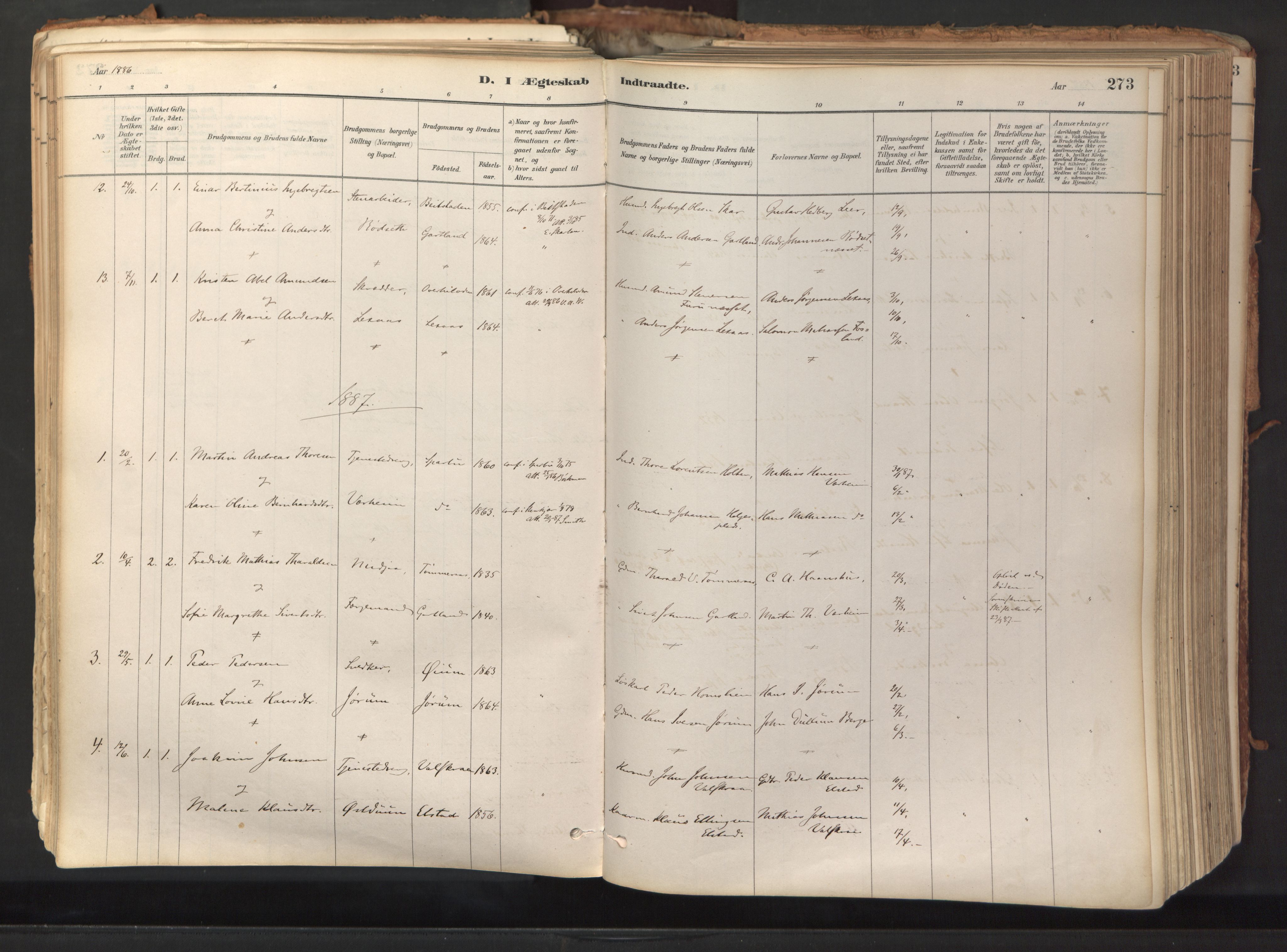 Ministerialprotokoller, klokkerbøker og fødselsregistre - Nord-Trøndelag, SAT/A-1458/758/L0519: Parish register (official) no. 758A04, 1880-1926, p. 273
