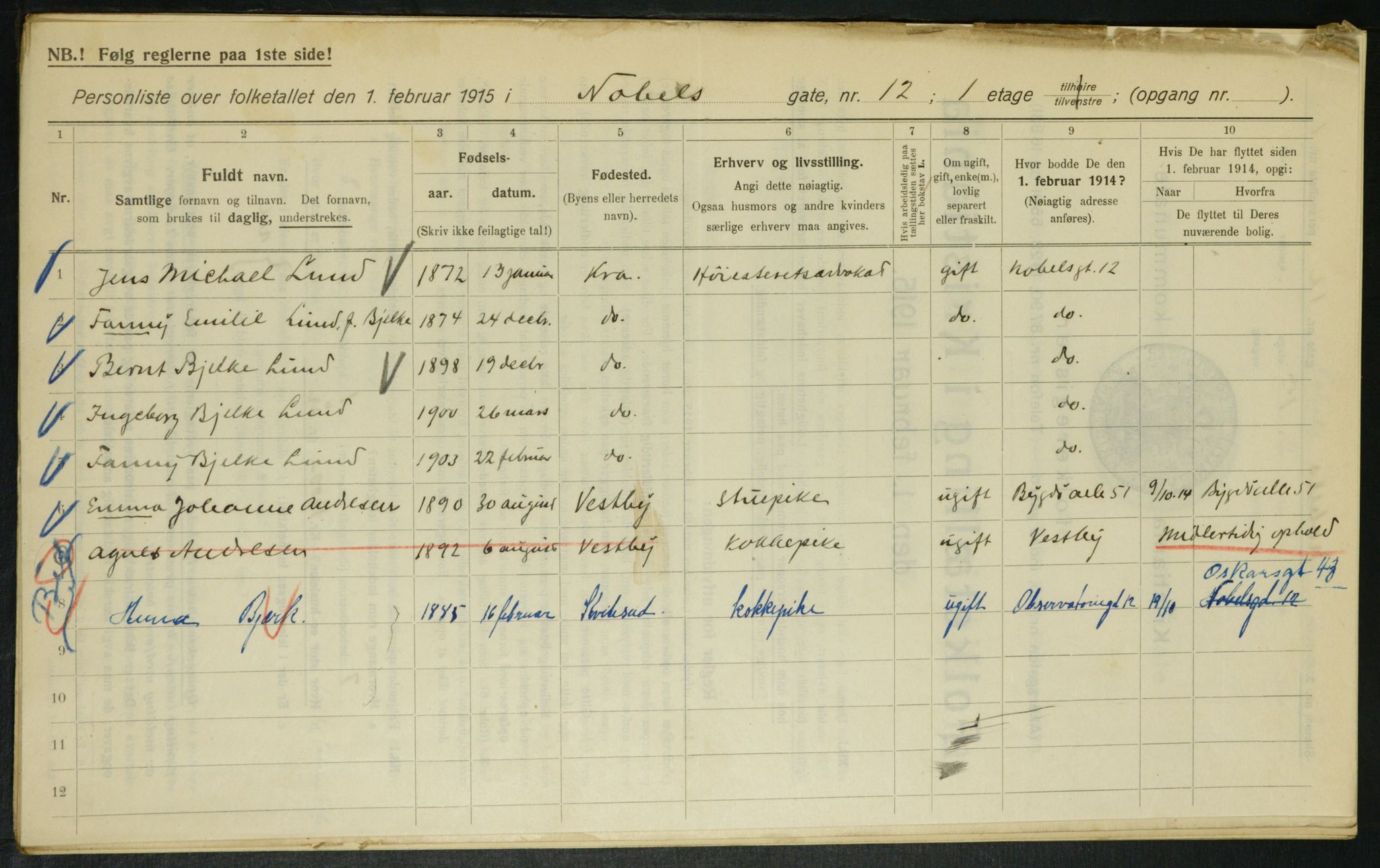 OBA, Municipal Census 1915 for Kristiania, 1915, p. 70702