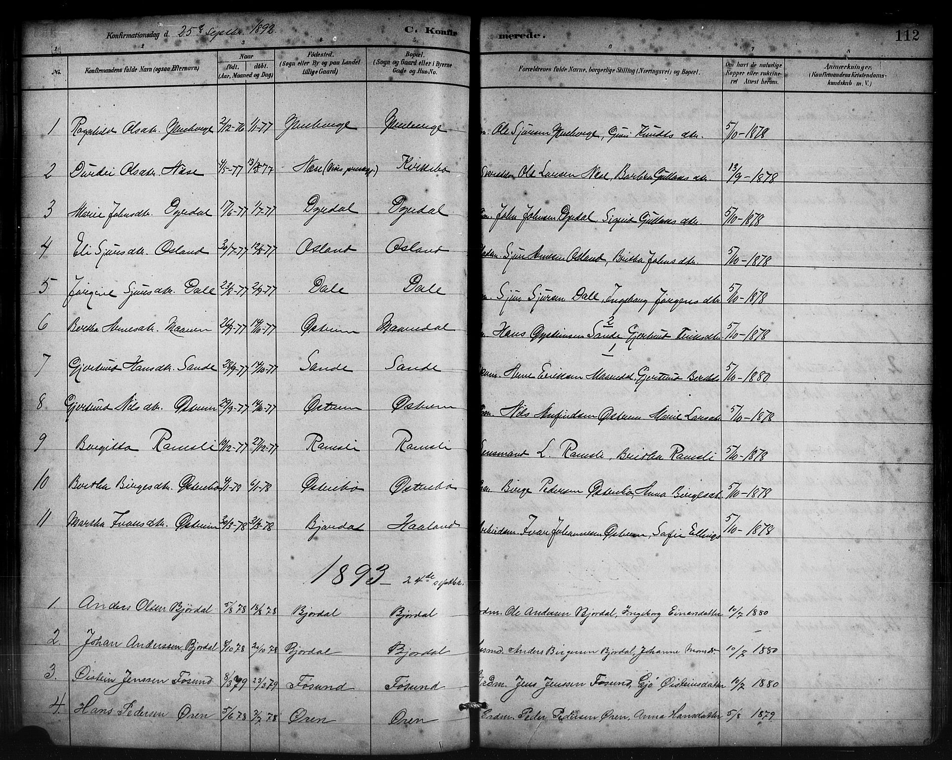 Lavik sokneprestembete, AV/SAB-A-80901: Parish register (copy) no. B 3, 1882-1913, p. 112