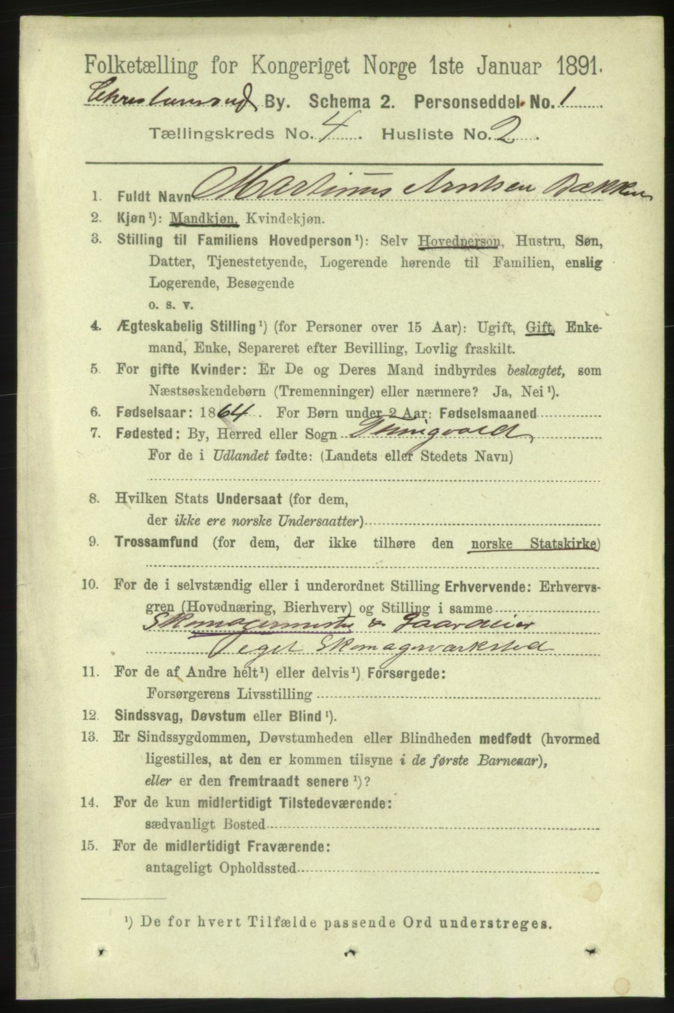 RA, 1891 census for 1503 Kristiansund, 1891, p. 3312